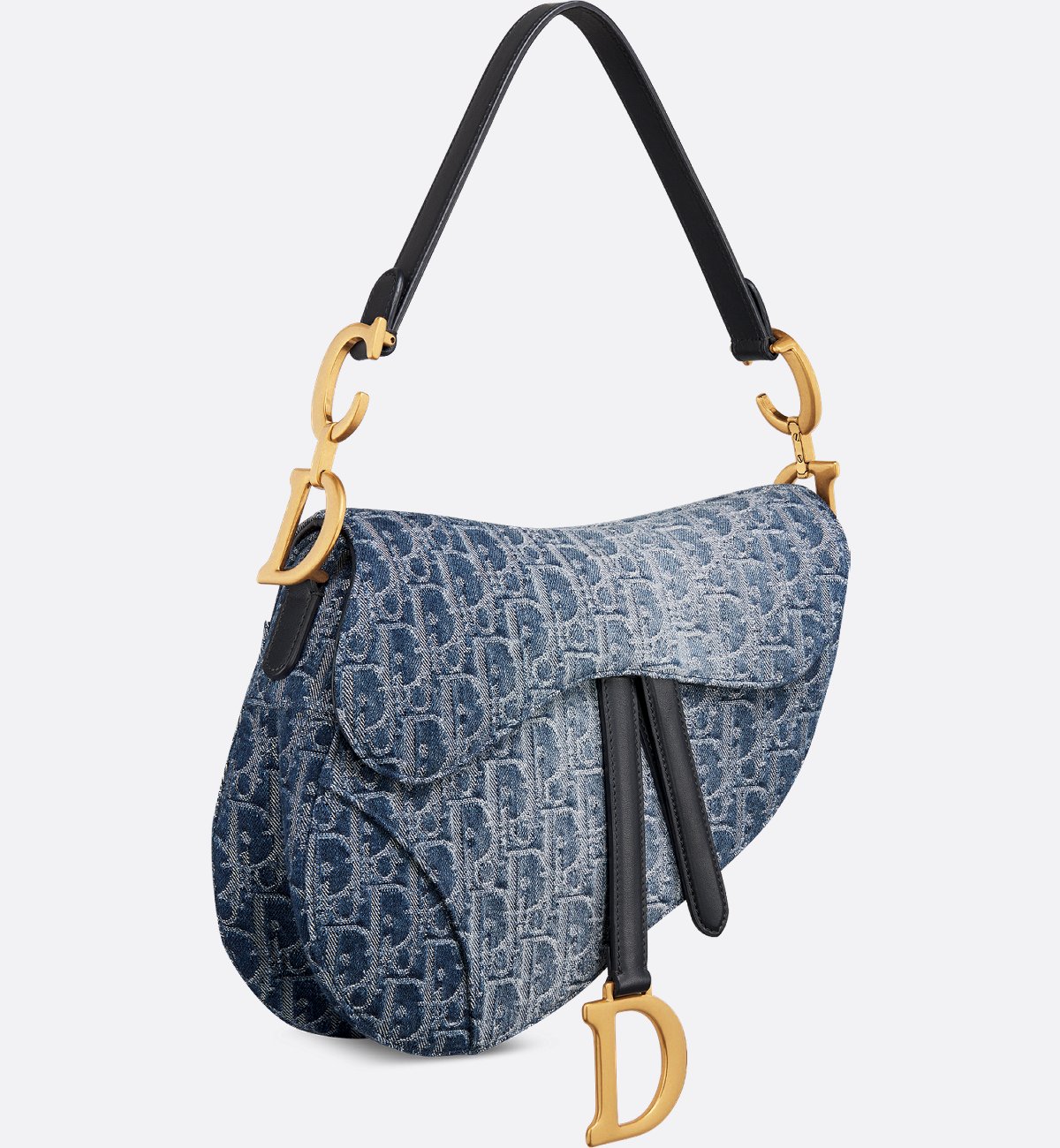 Blue denim Dior Oblique iteration, three-quarter view
