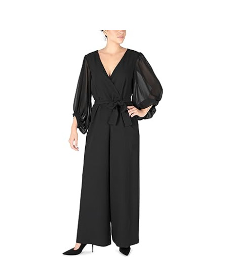 Long-Sleeve Wrap Jumpsuit