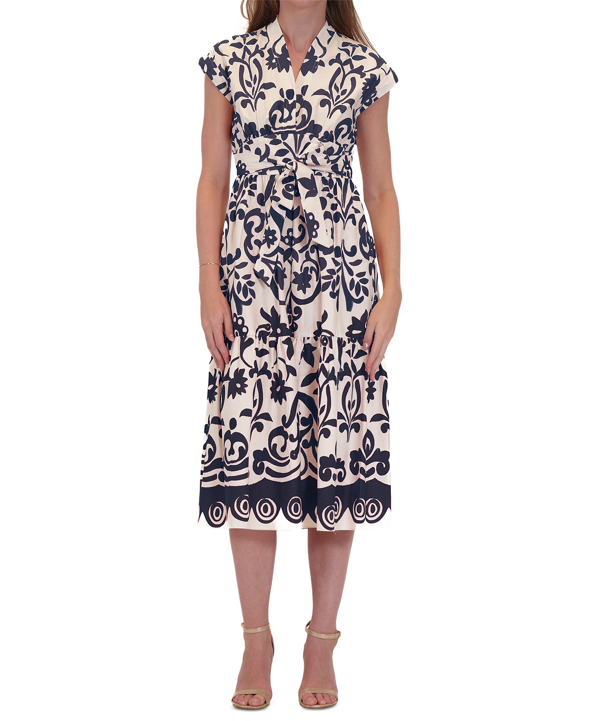 Printed Belted Fit & Flare Dress