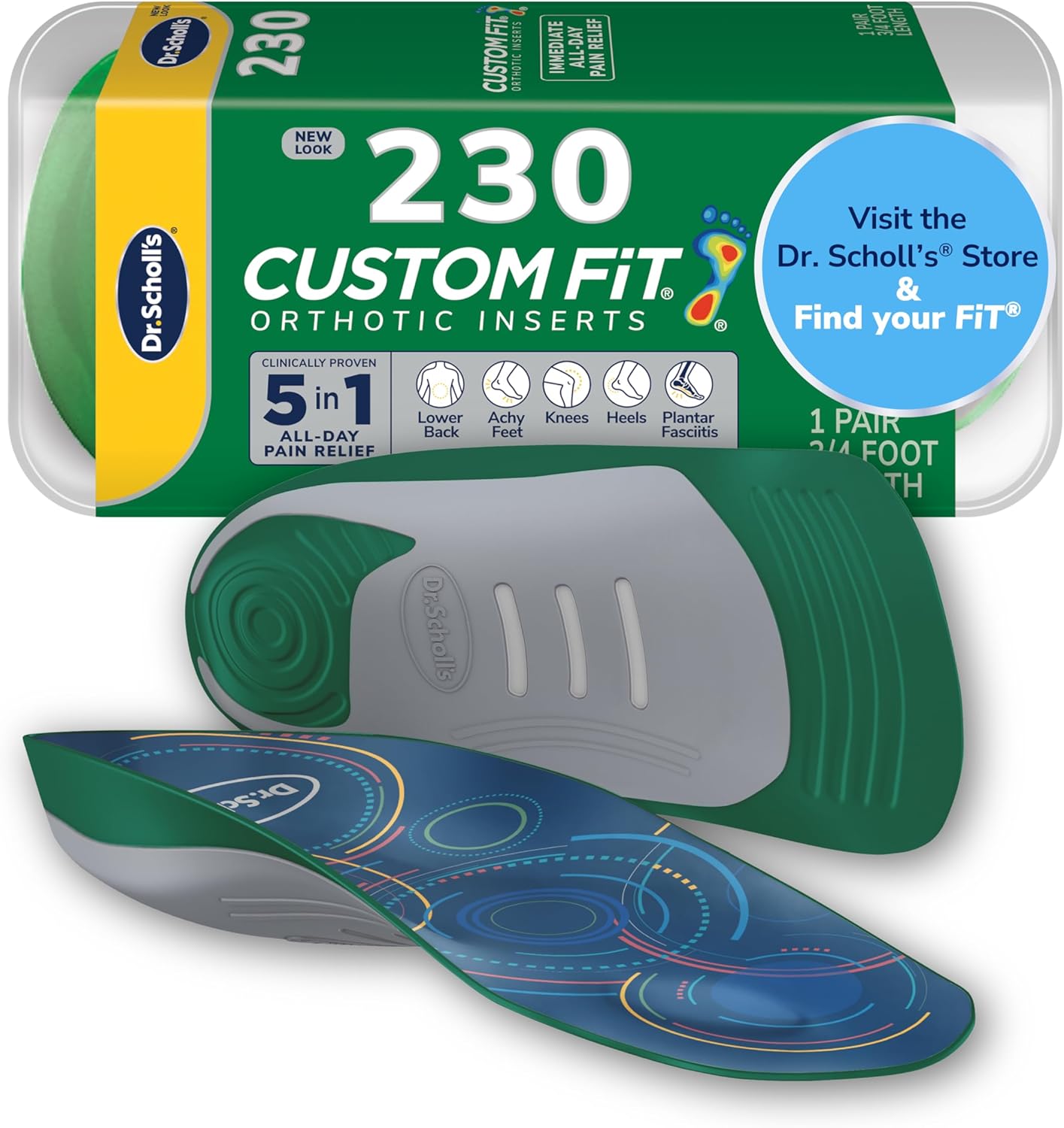 Custom FiT Pain Relief Orthotic Inserts 3/4 Length