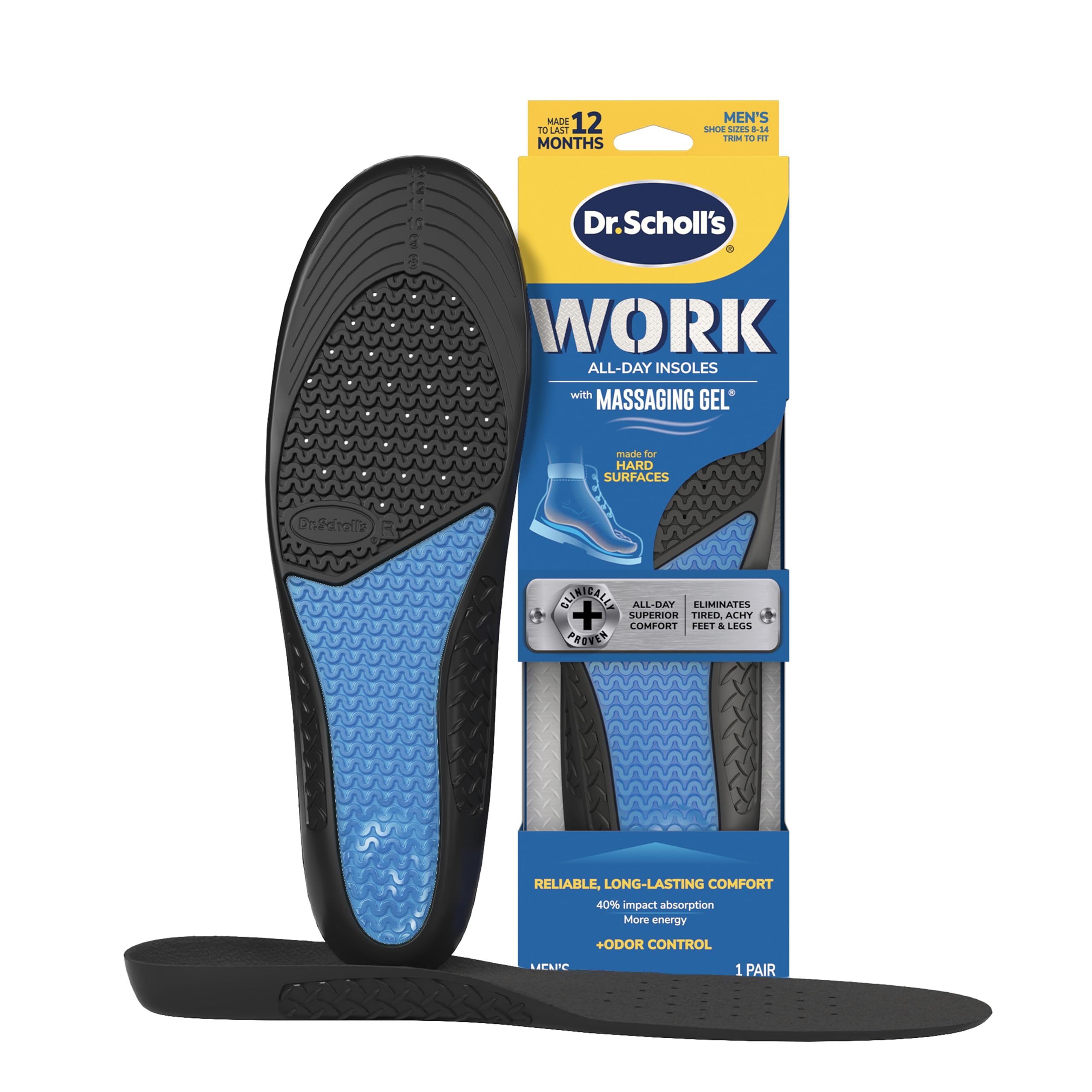 Work Insoles with Massaging Gel
