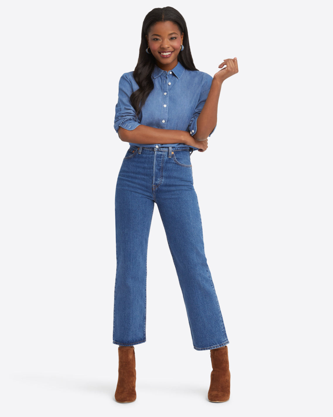 front view with ruffle cuff
