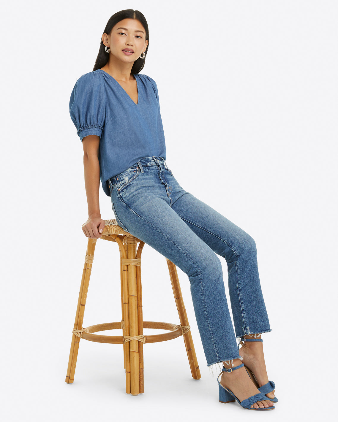 front view with V neckline