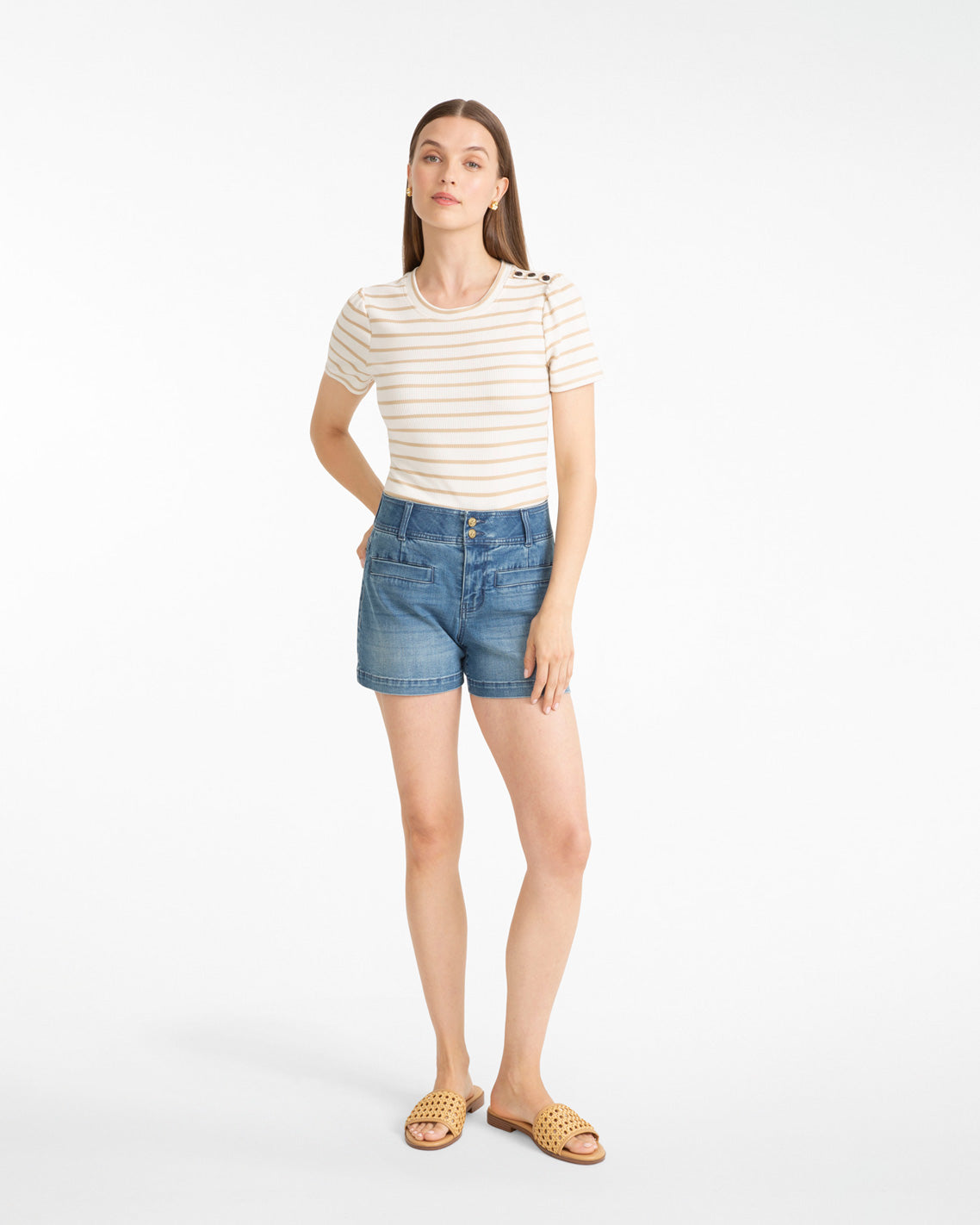 side angle showing relaxed crewneck