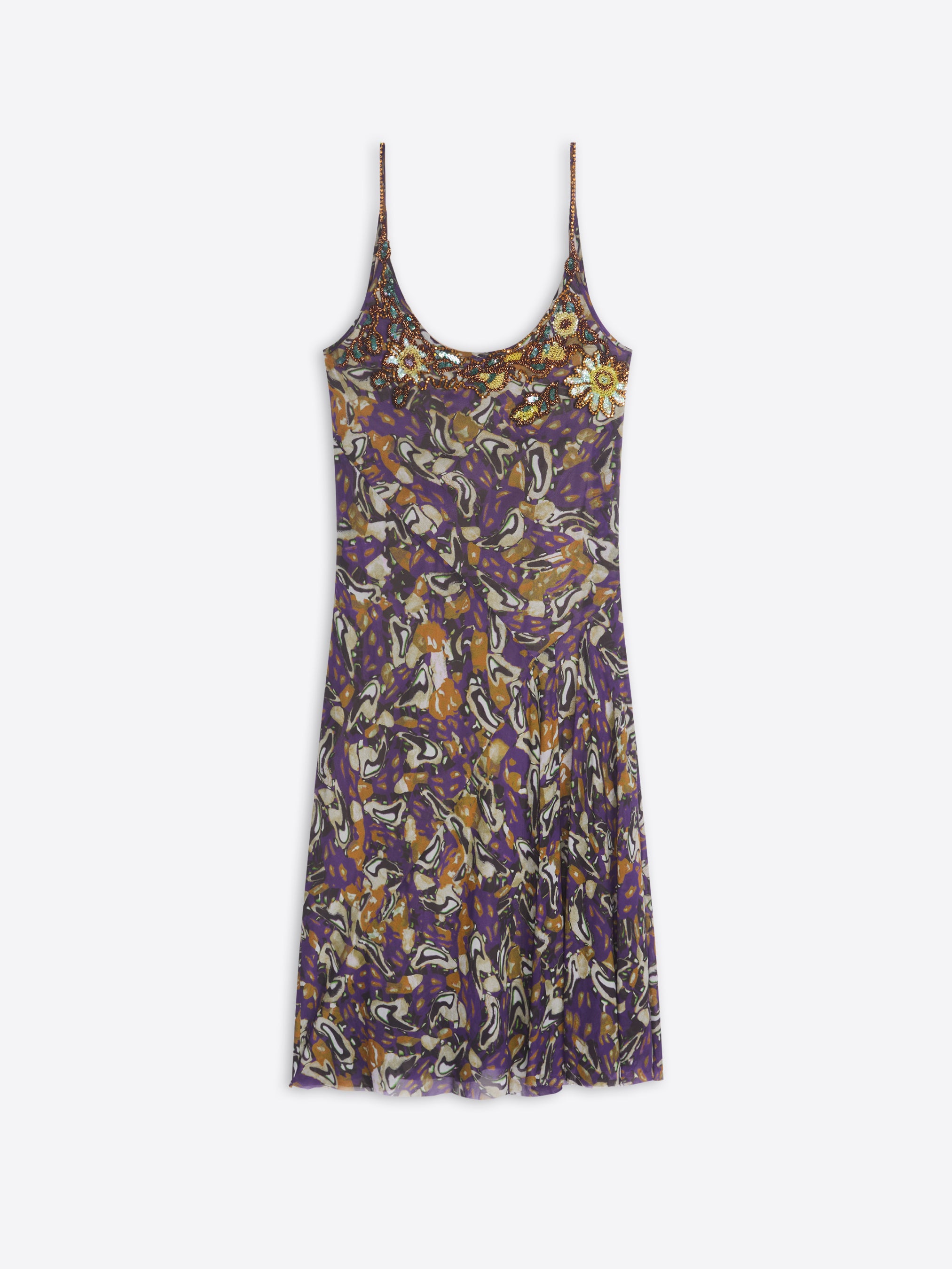 Embroidered slip dress