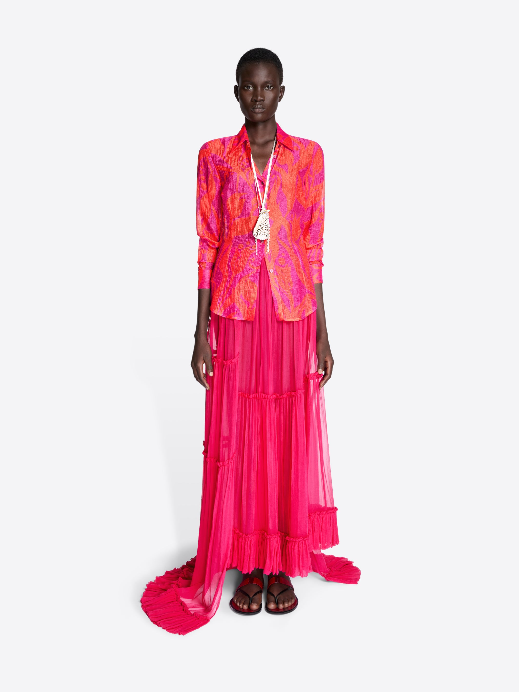 packshot: pleated neutral silk
