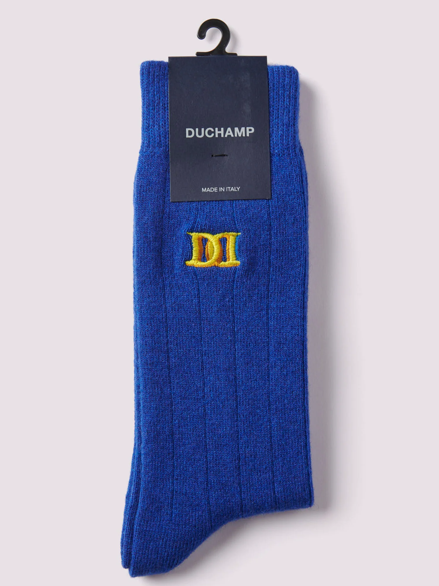 oxford blue cashmere-mix rib socks