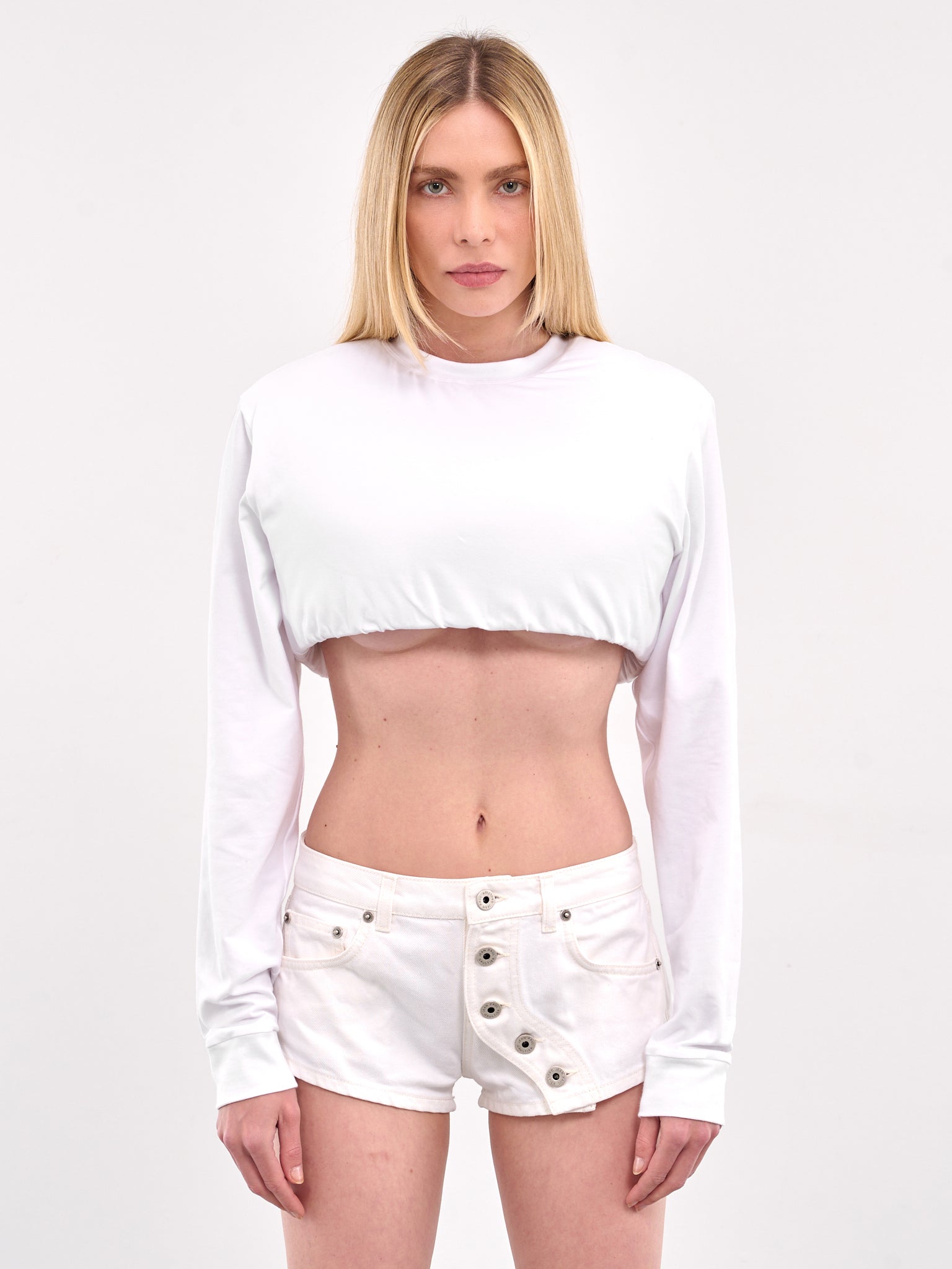 Padded Long Sleeve Crop Top