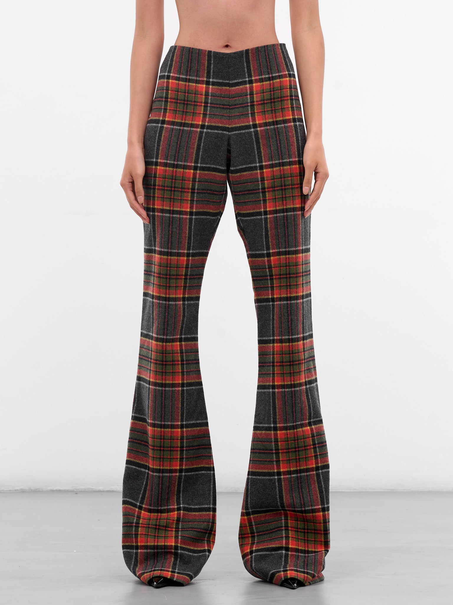 Tartan High Waist Flared Pants