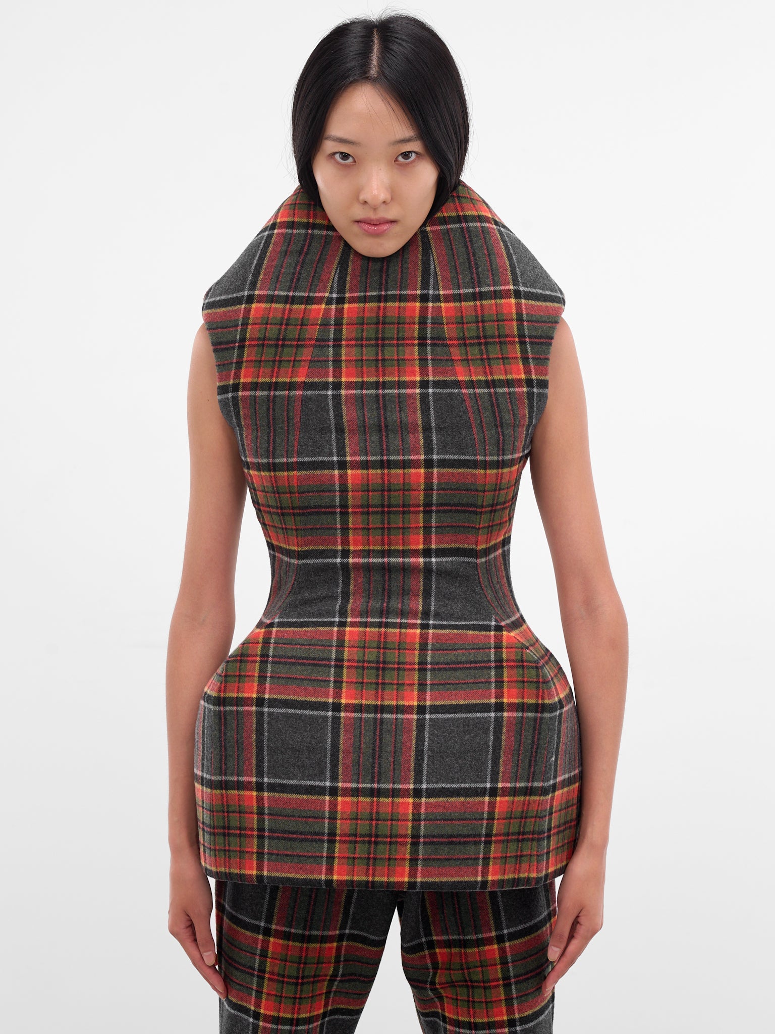 Tartan Sculptural Padded Mini Dress