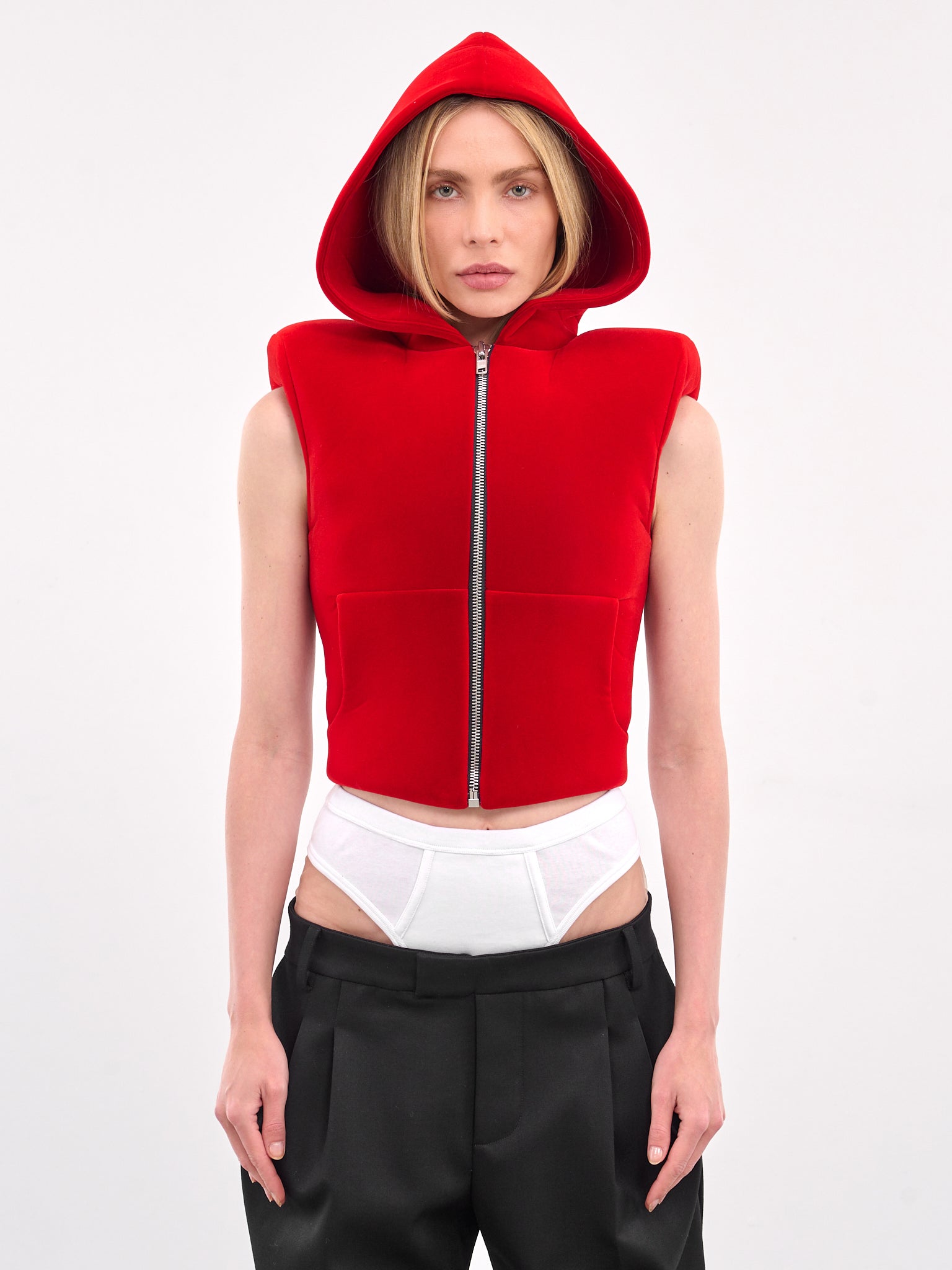 Velvet Neoprene Padded Hoodie Vest