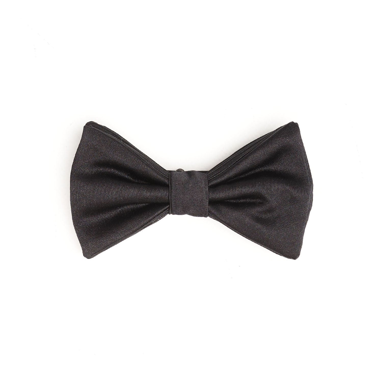 pre-knotted black satin bow tie