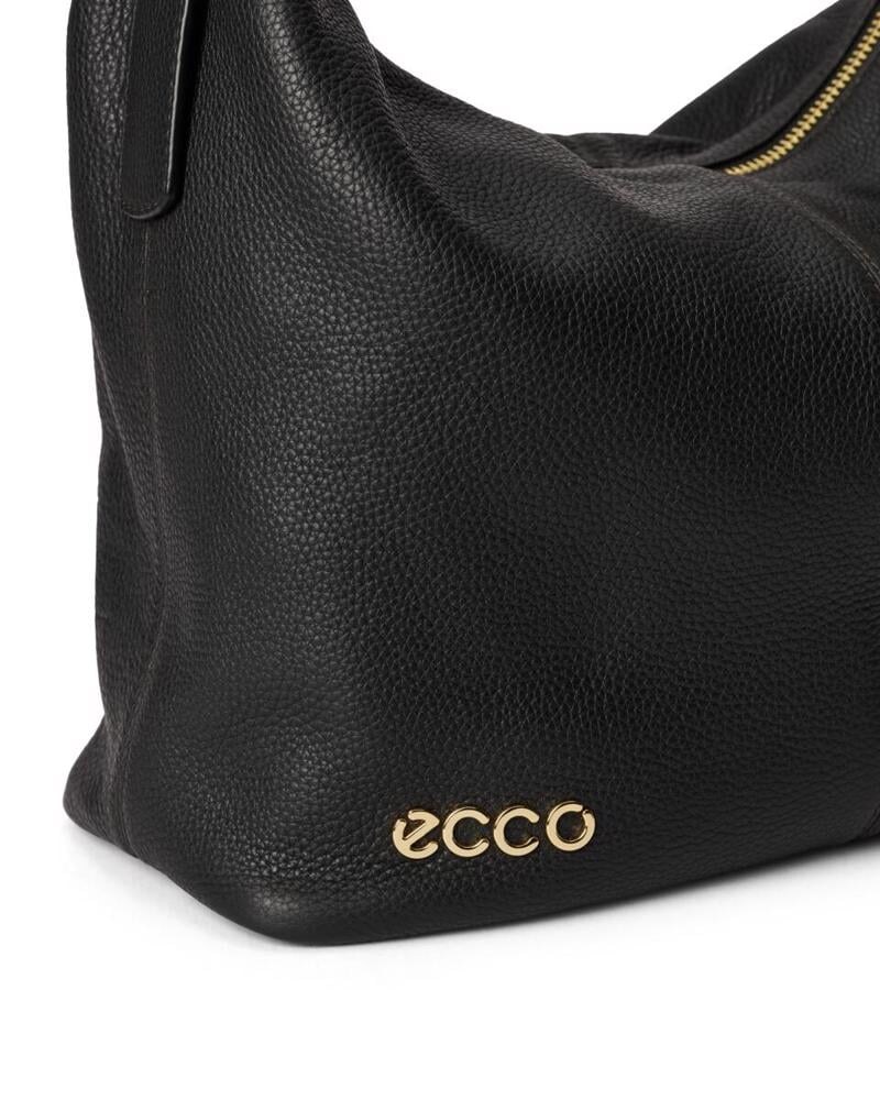 logo and pebbled leather closeup