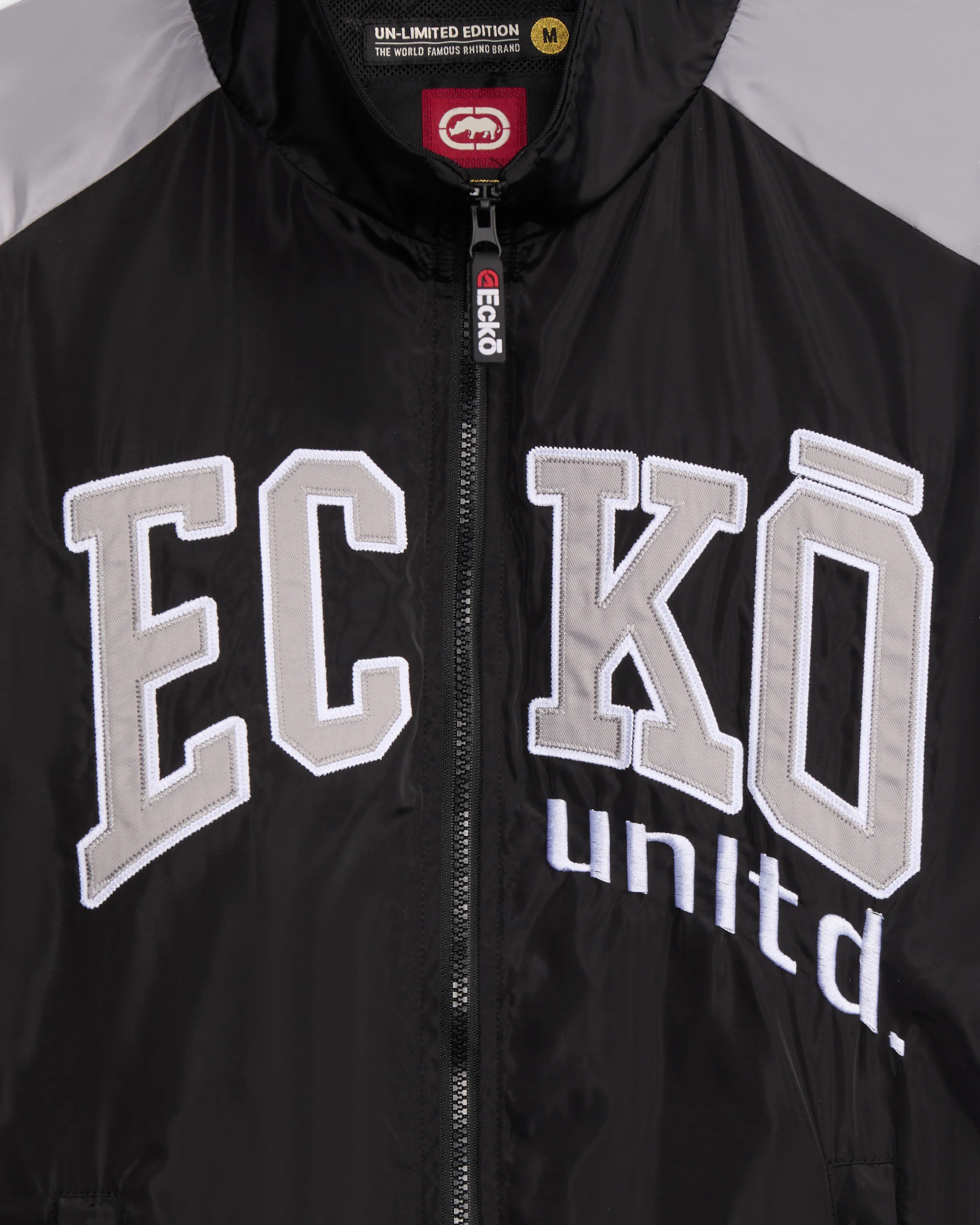 Black track jacket detail
