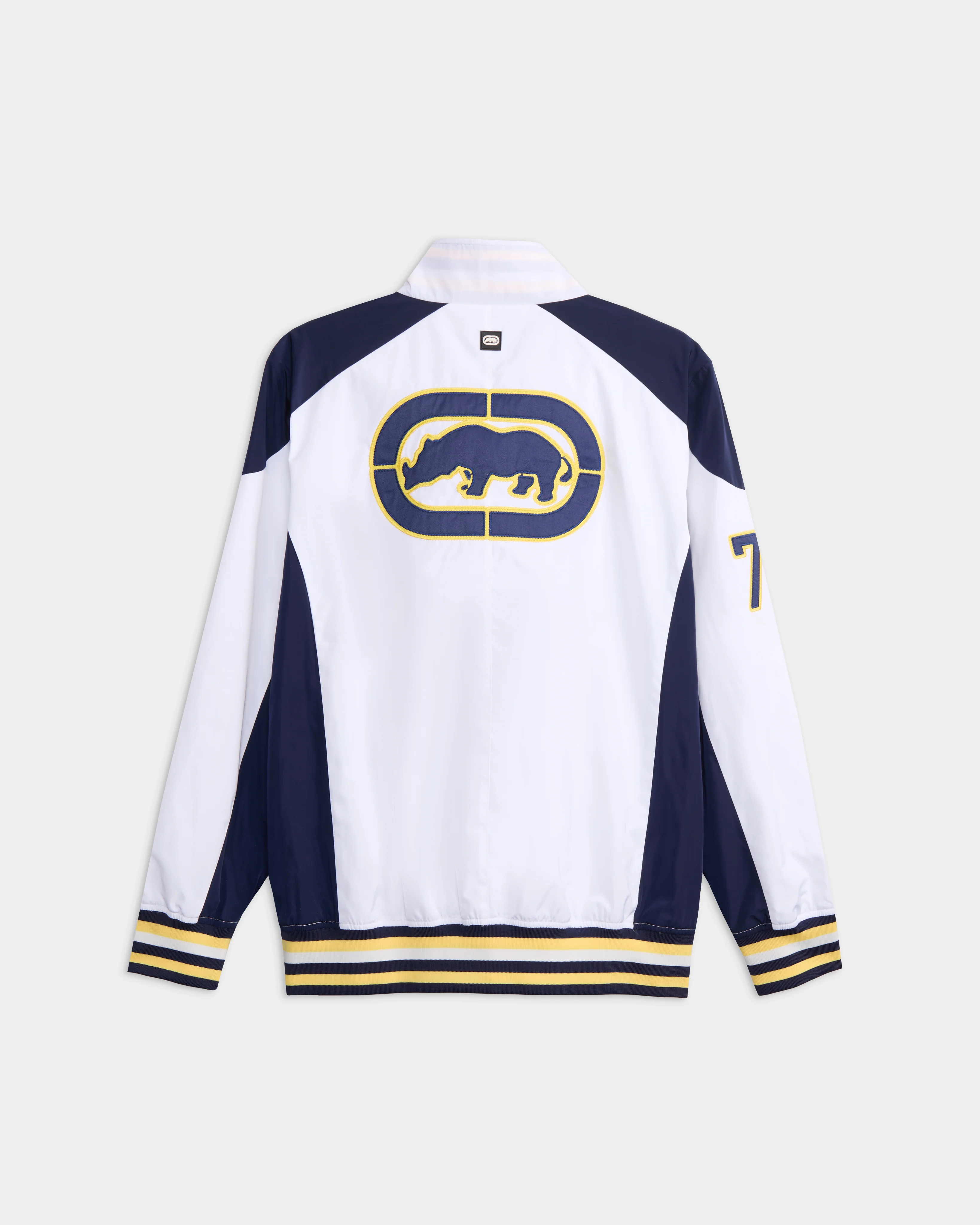 White-blue track jacket back