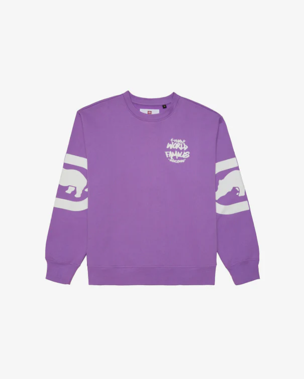 Purple World Famous crewneck front