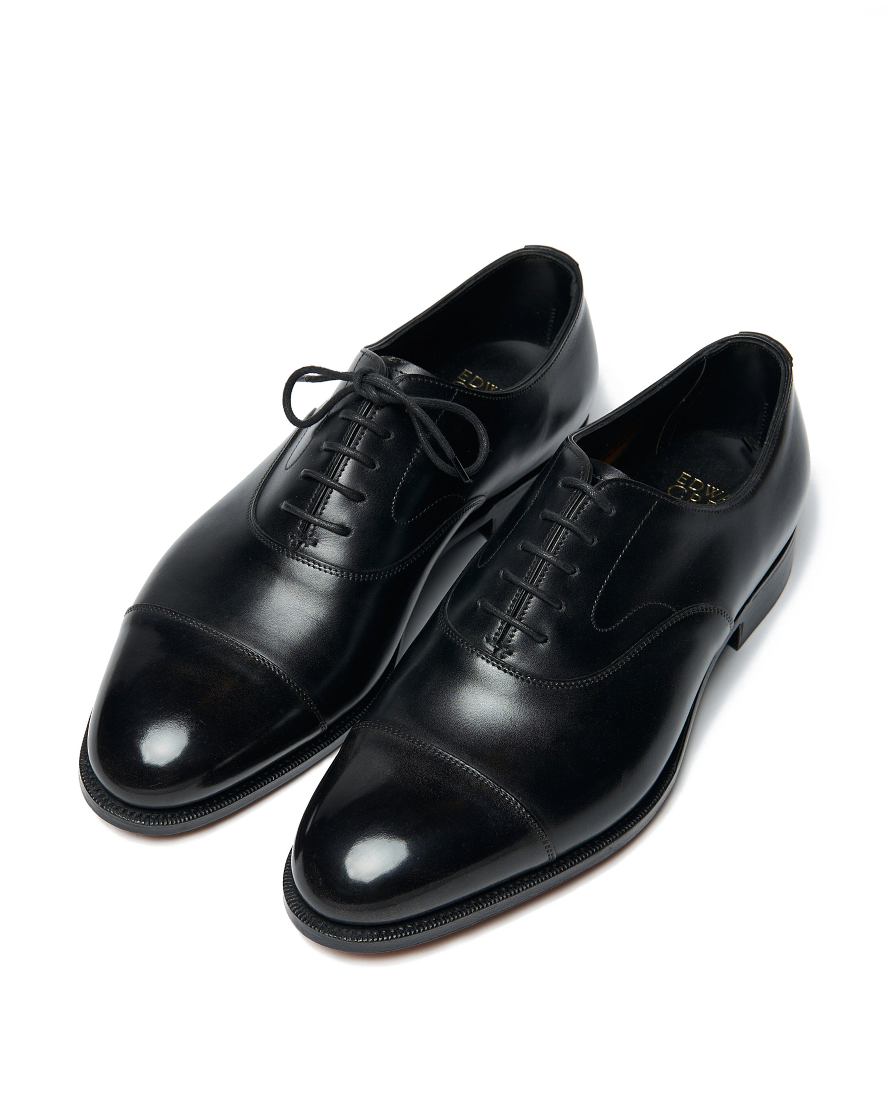 polished black calf three-quarter