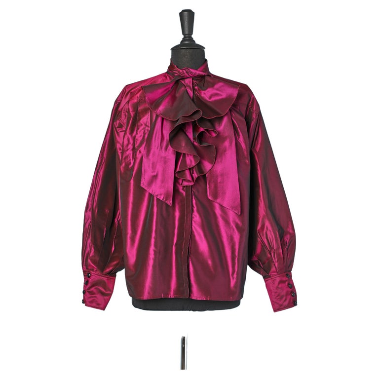Solo Donna Pink Taffeta Ruffled Shirt