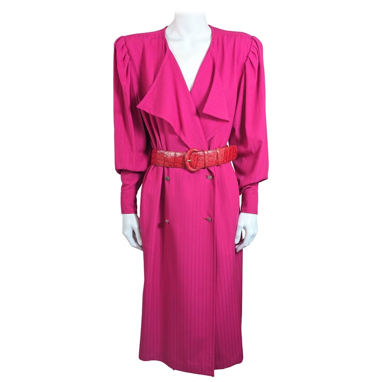 Fuchsia Strong-Shoulder Dress