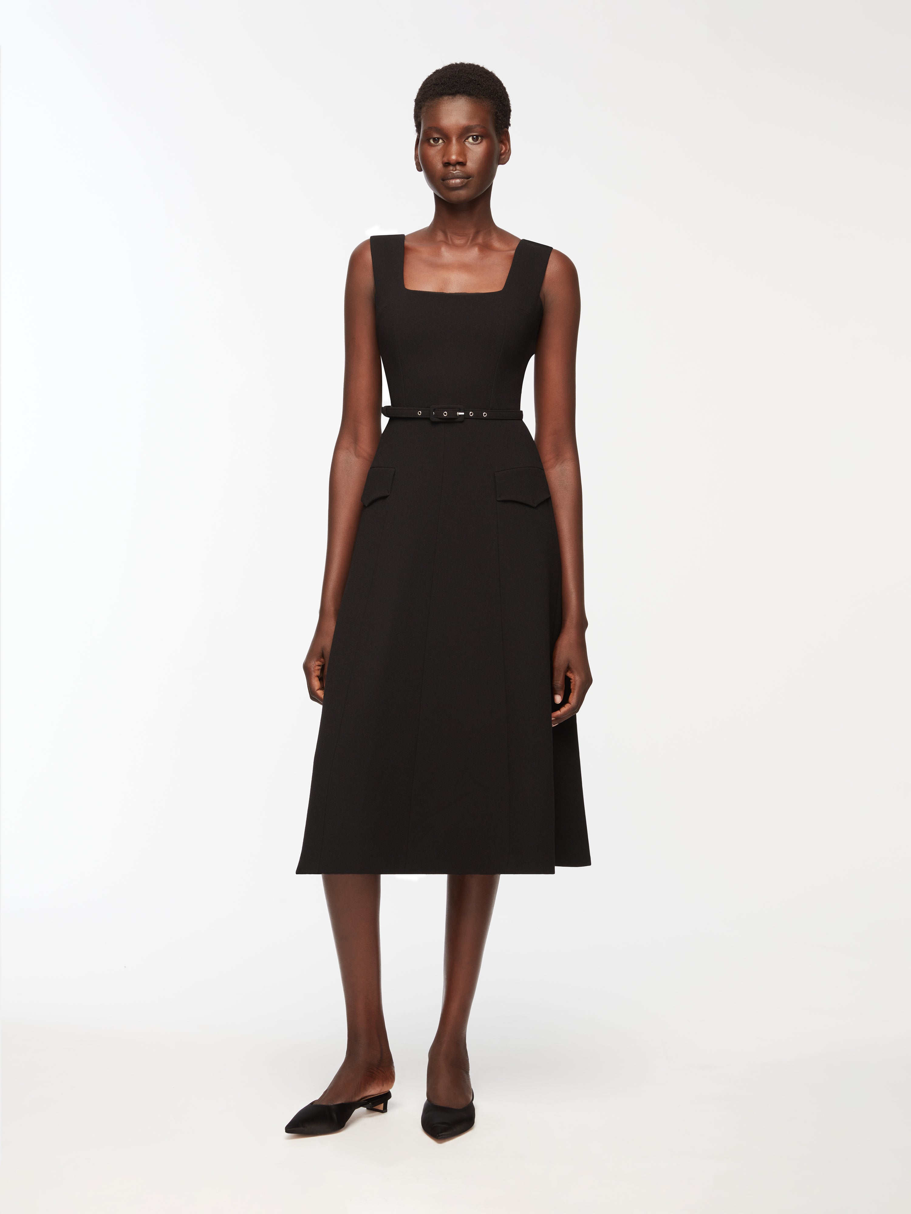 square neckline on model