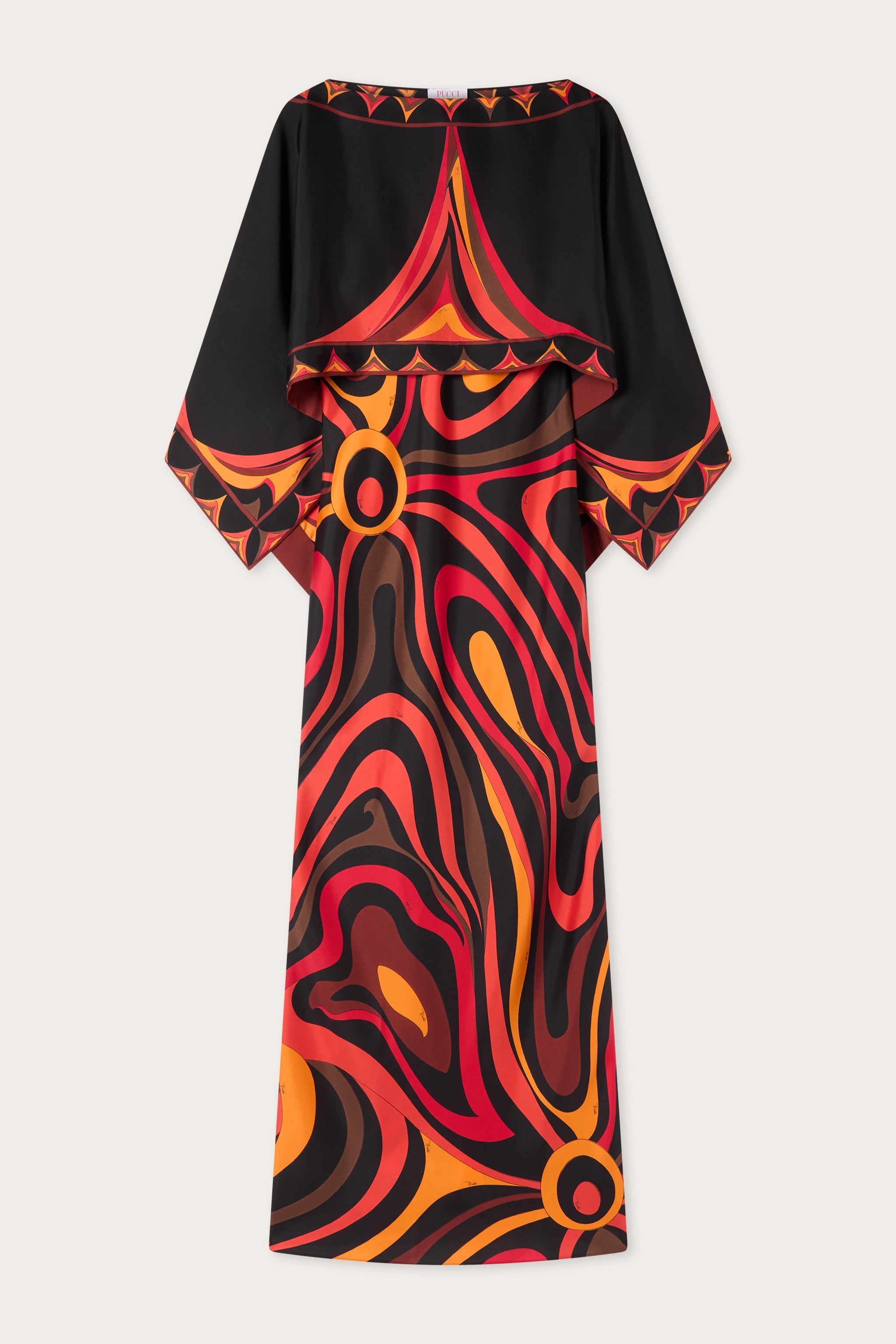 Marmo Print Silk Dress with Cape