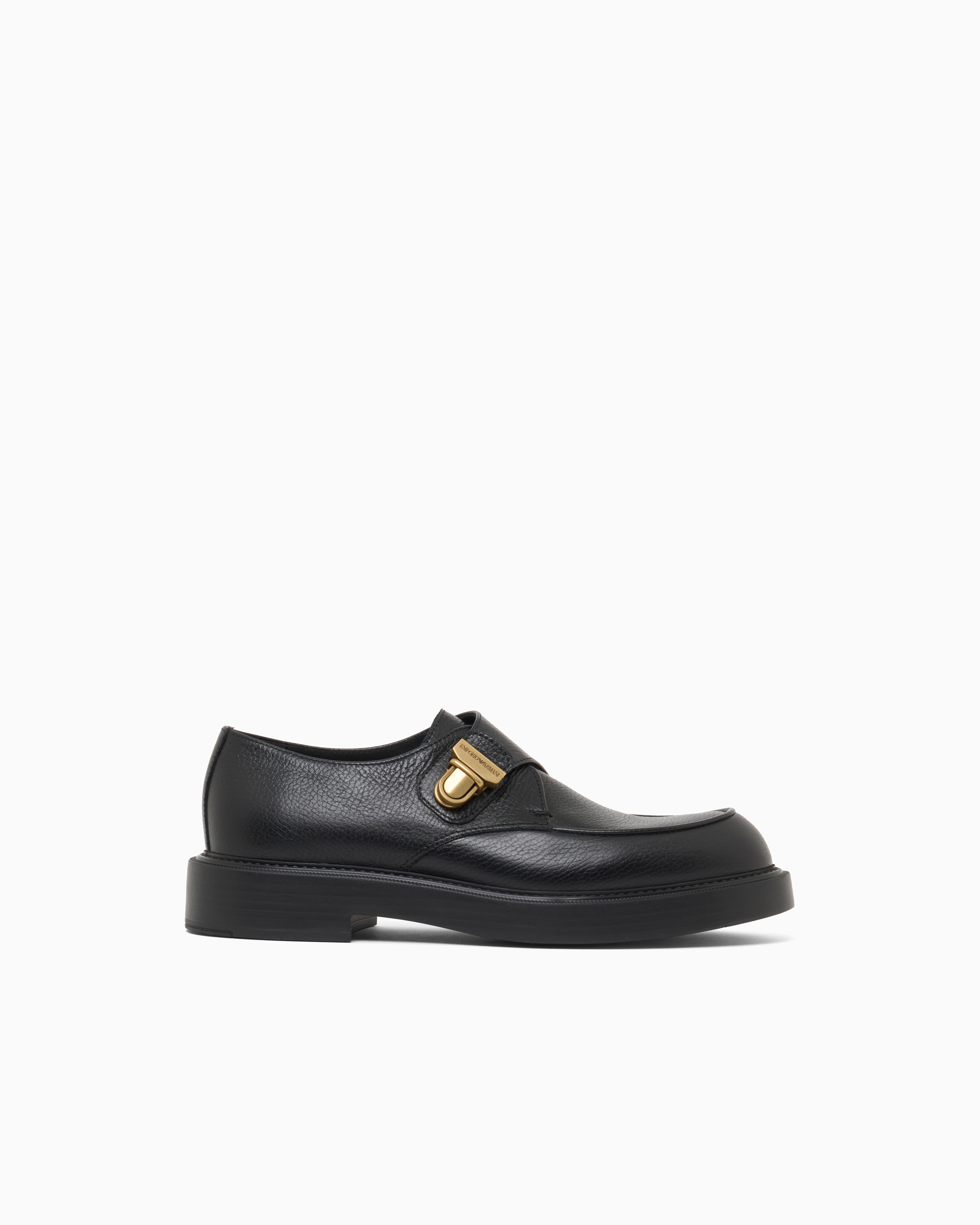 Icon pebbled leather chunky monk straps