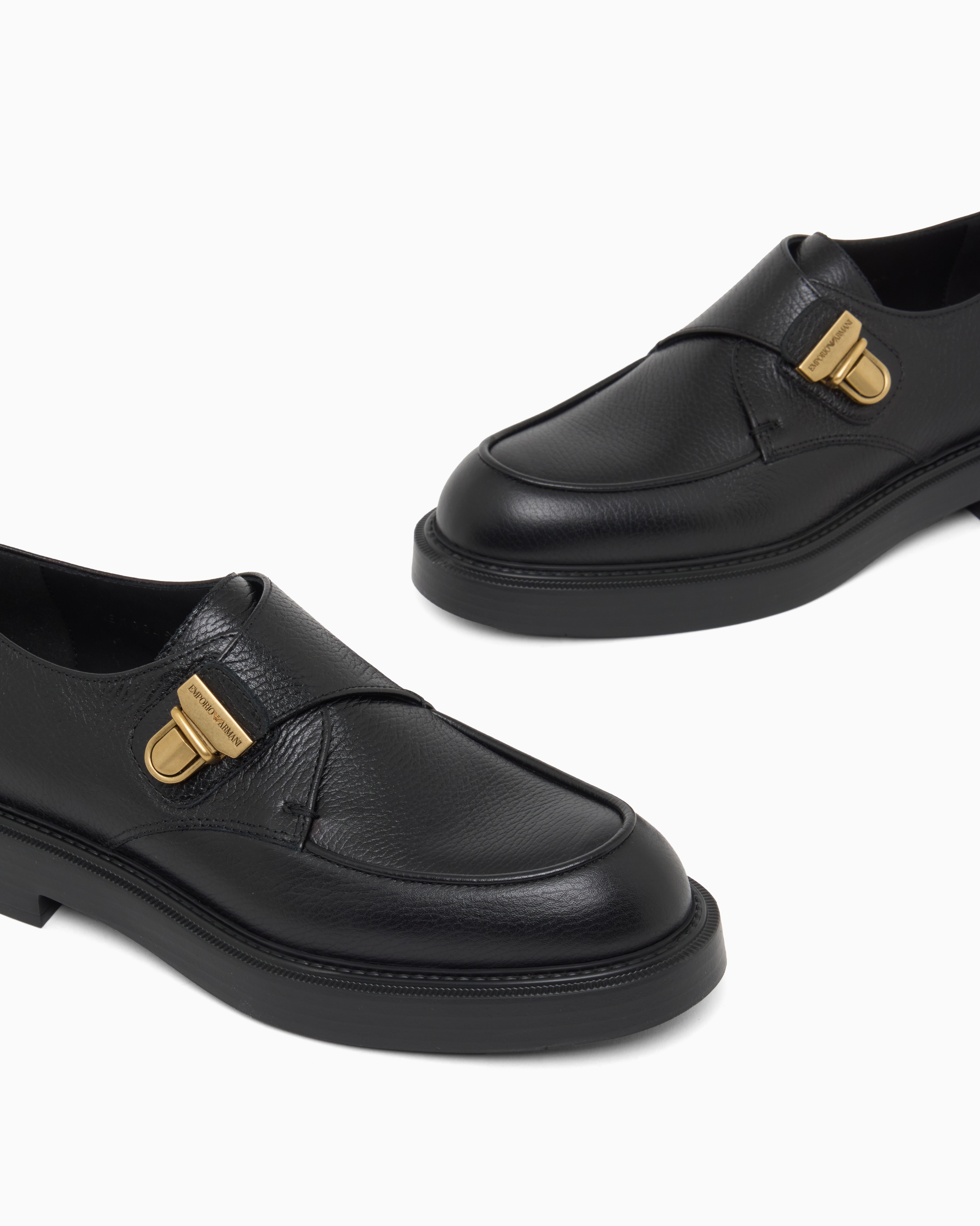 Icon pebbled leather chunky monk straps official view 5