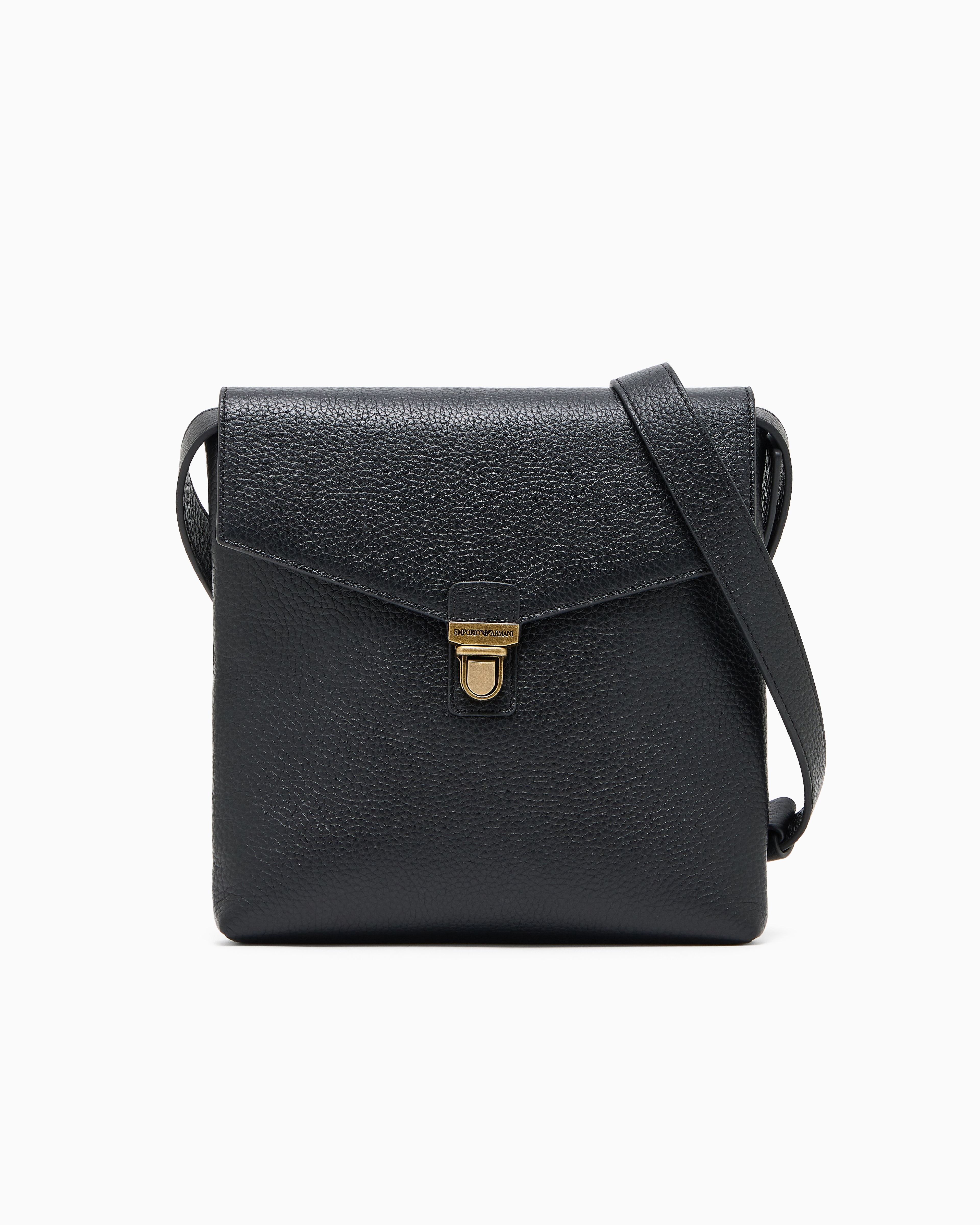 Icon pebbled leather flat shoulder bag