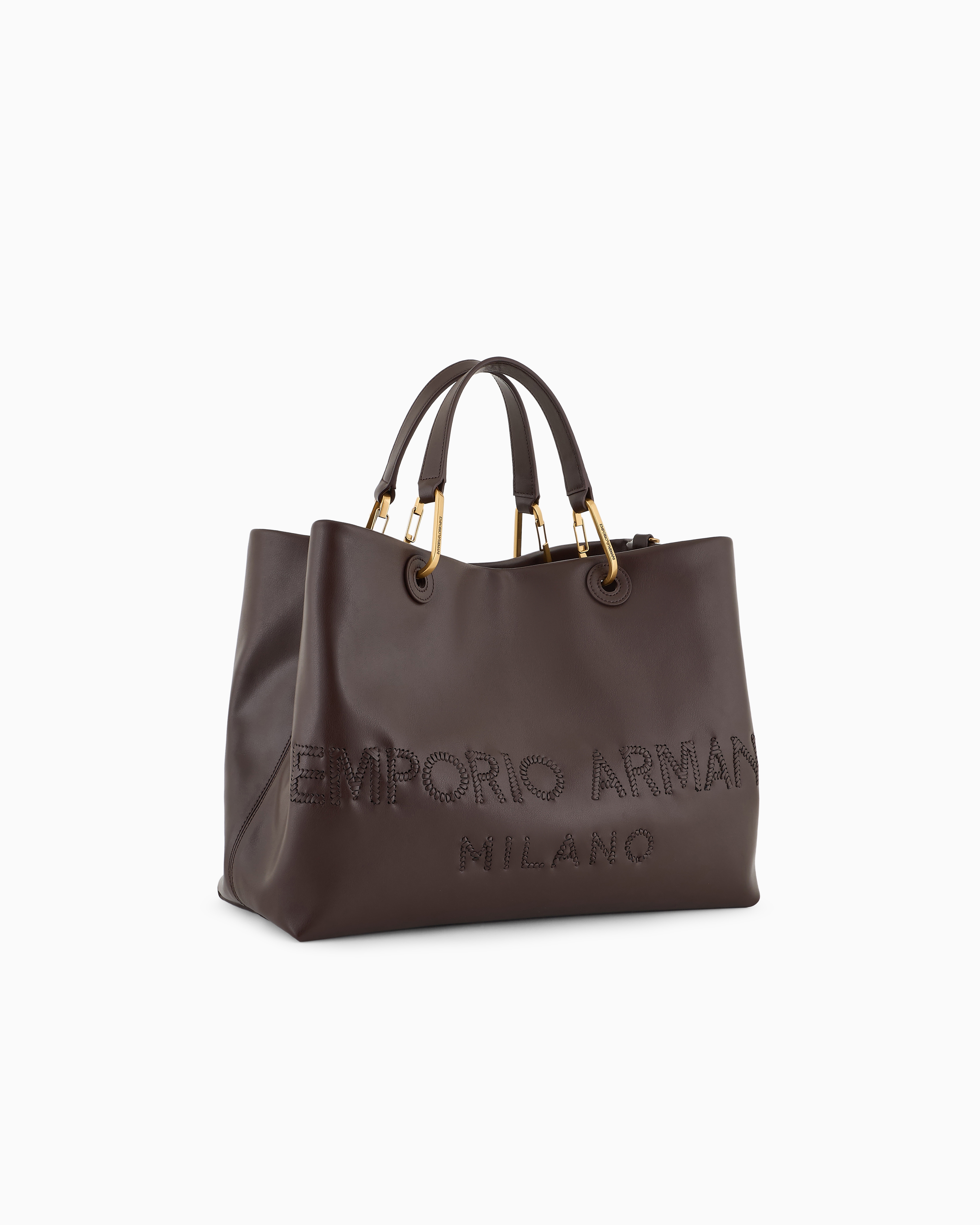 MyEA shopper bag in interwoven logo leather official view 2