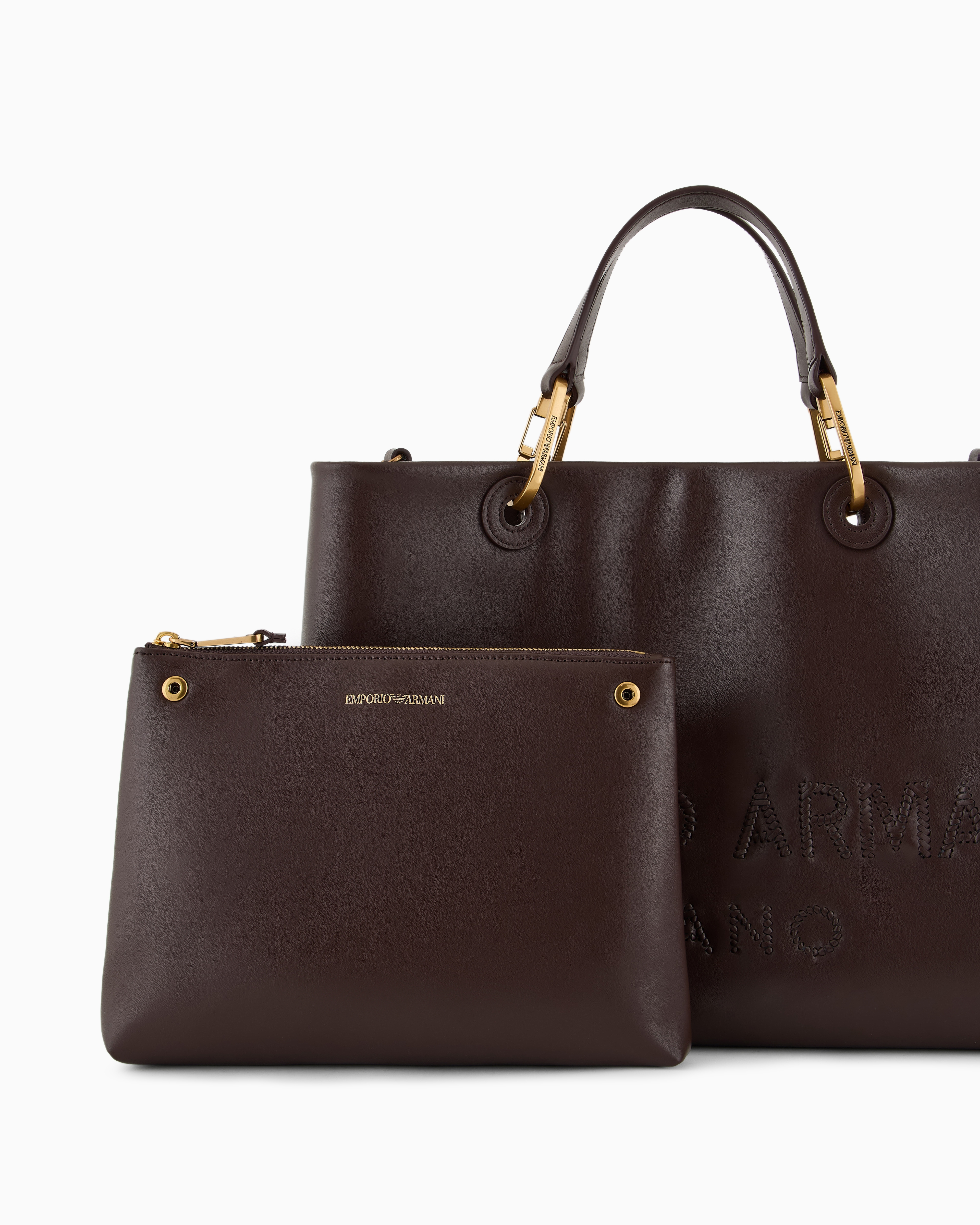 MyEA shopper bag in interwoven logo leather official view 6