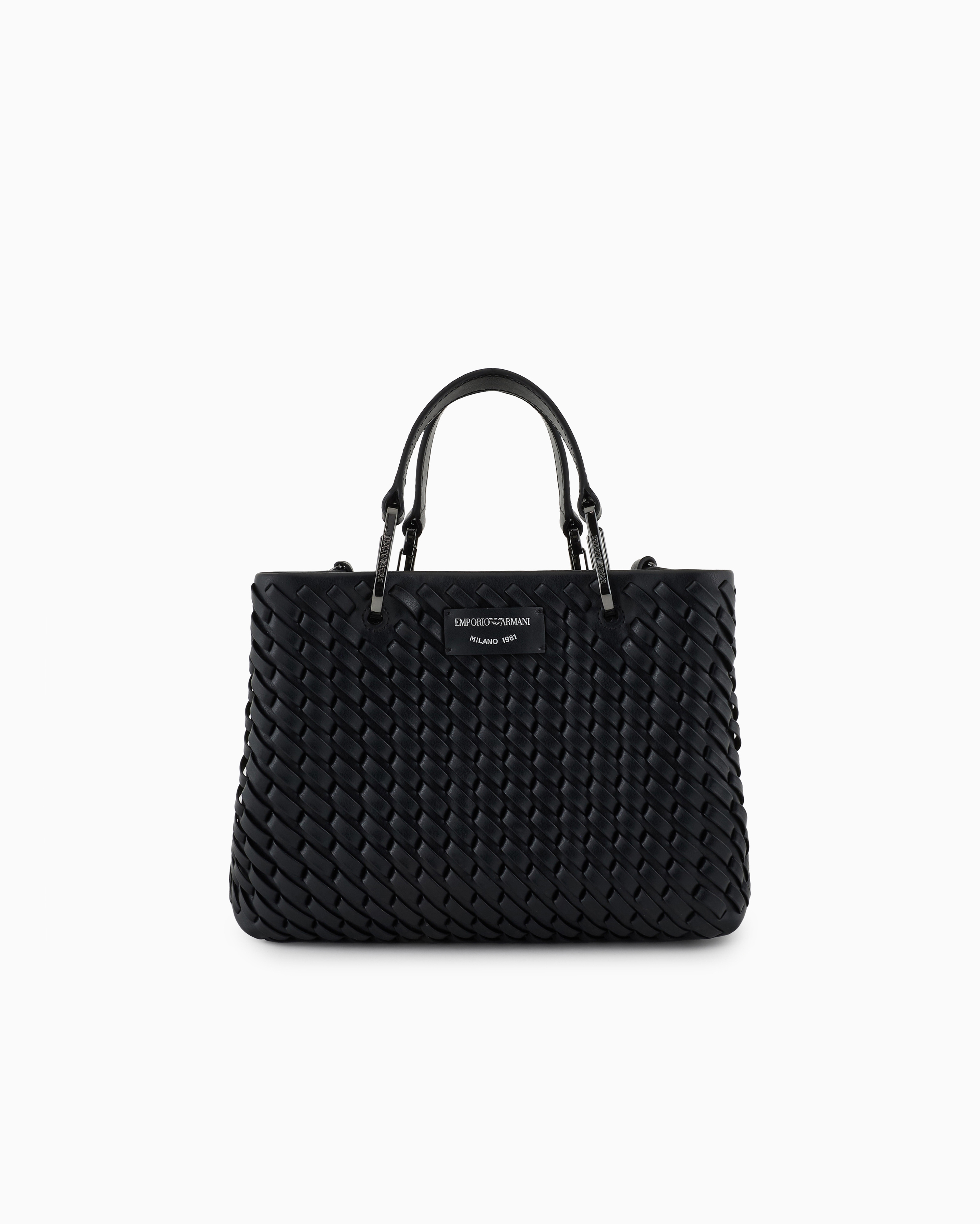 MyEA small shopper bag in interwoven leather