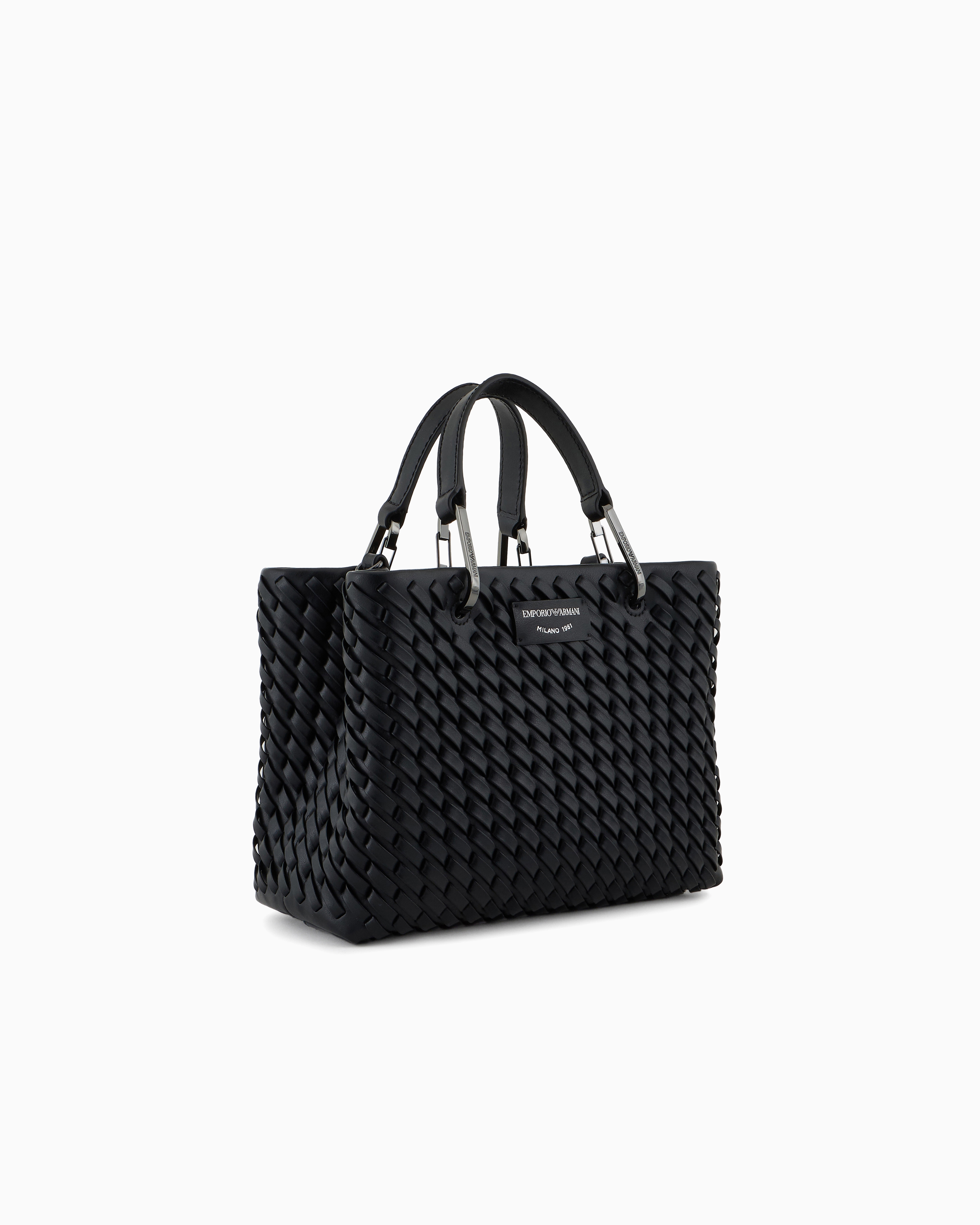 MyEA small shopper bag in interwoven leather official view 2