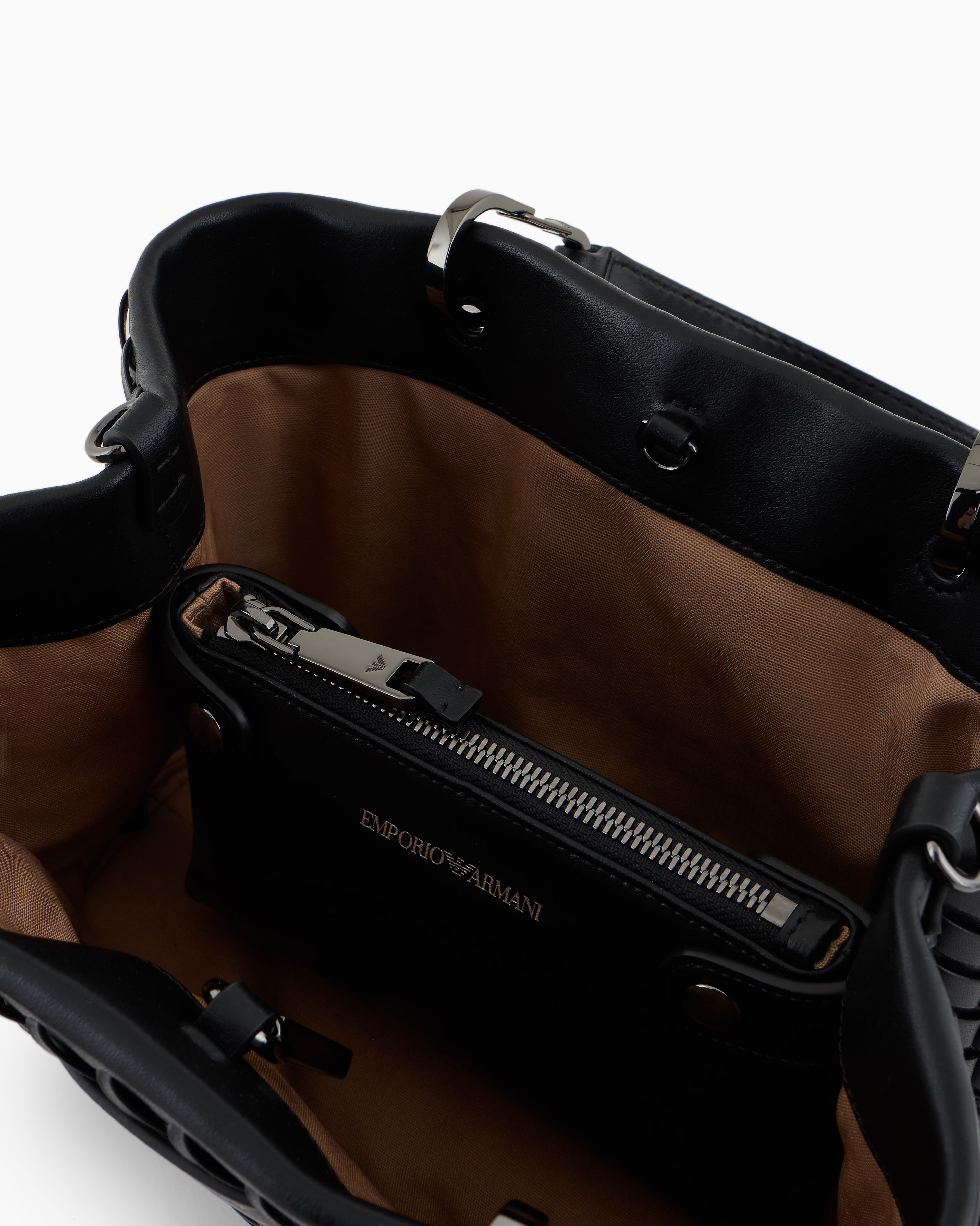 MyEA small shopper bag in interwoven leather official view 4