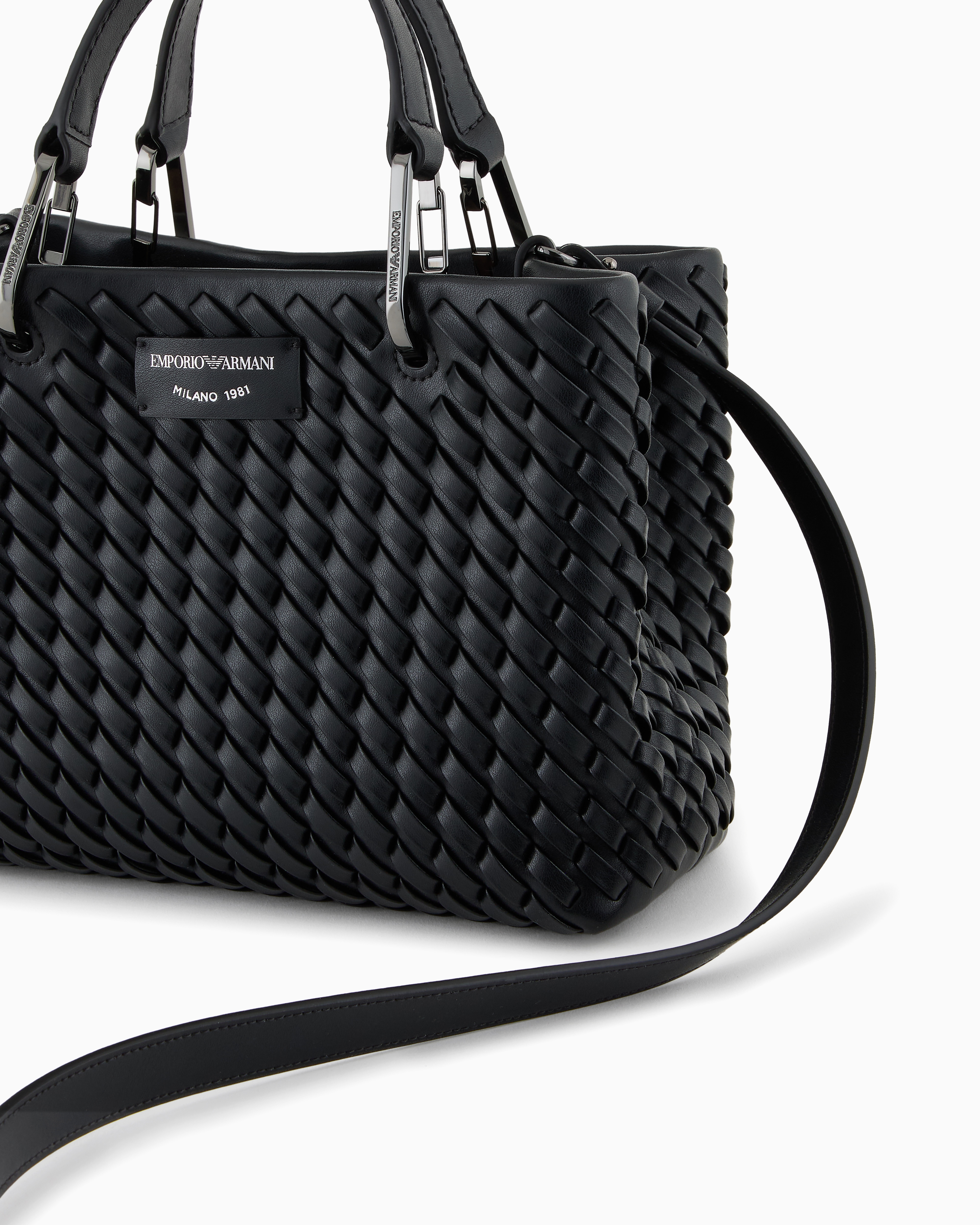 MyEA small shopper bag in interwoven leather official view 5