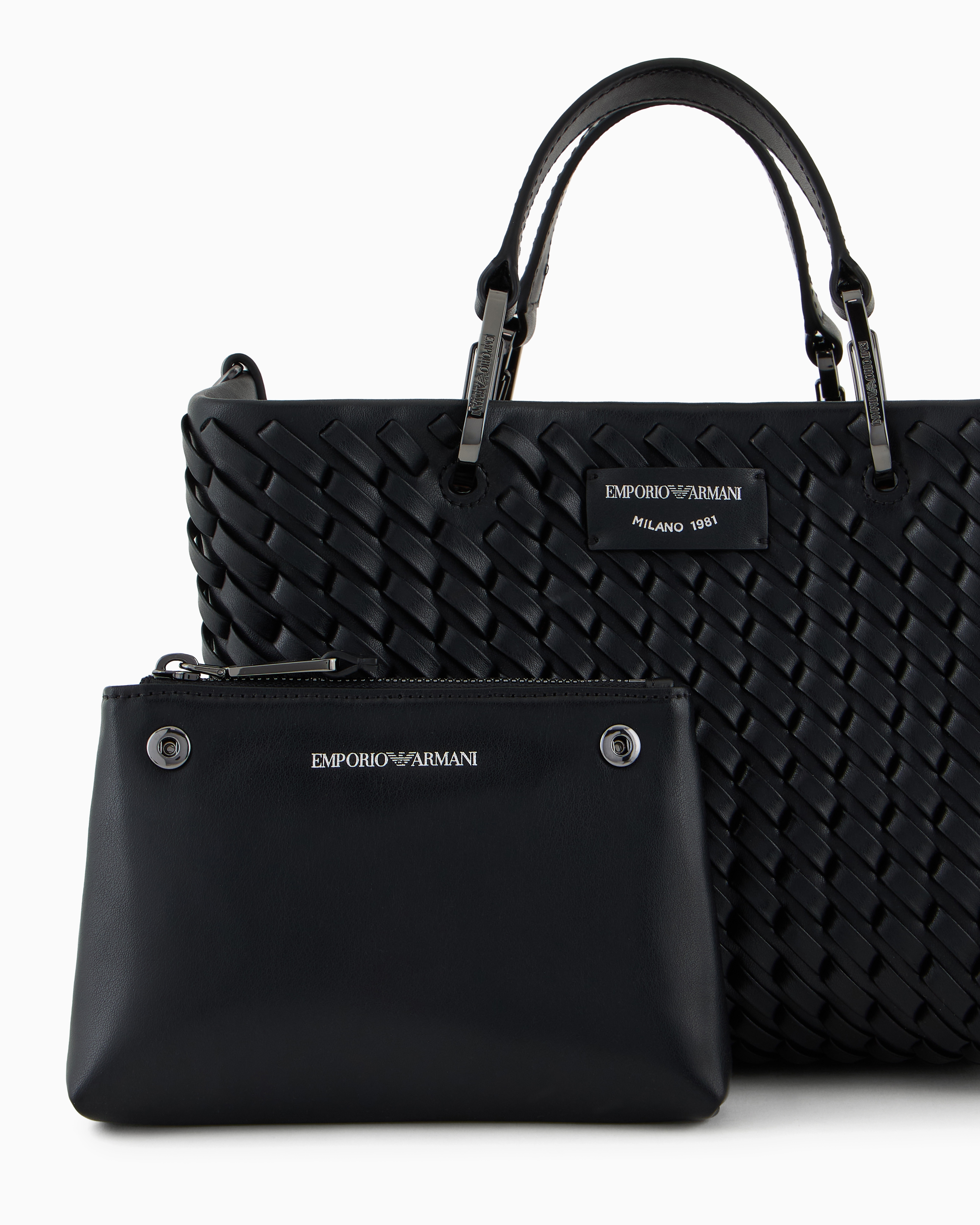 MyEA small shopper bag in interwoven leather official view 6