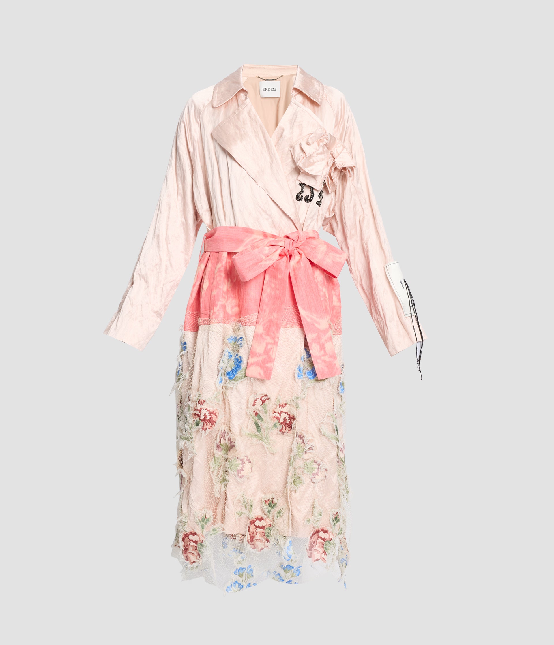 Embellished Satin Trench Coat