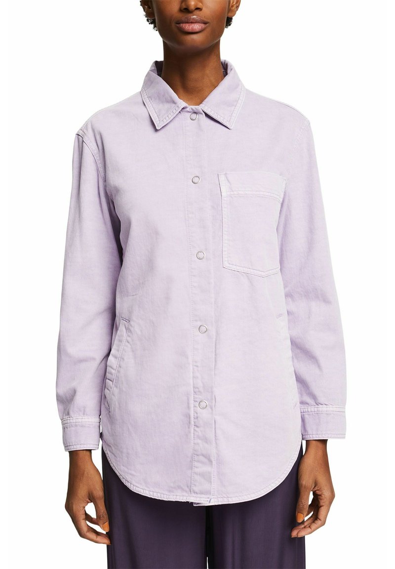 lilac button-down blouse