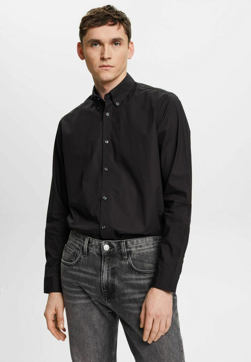 black button-down shirt