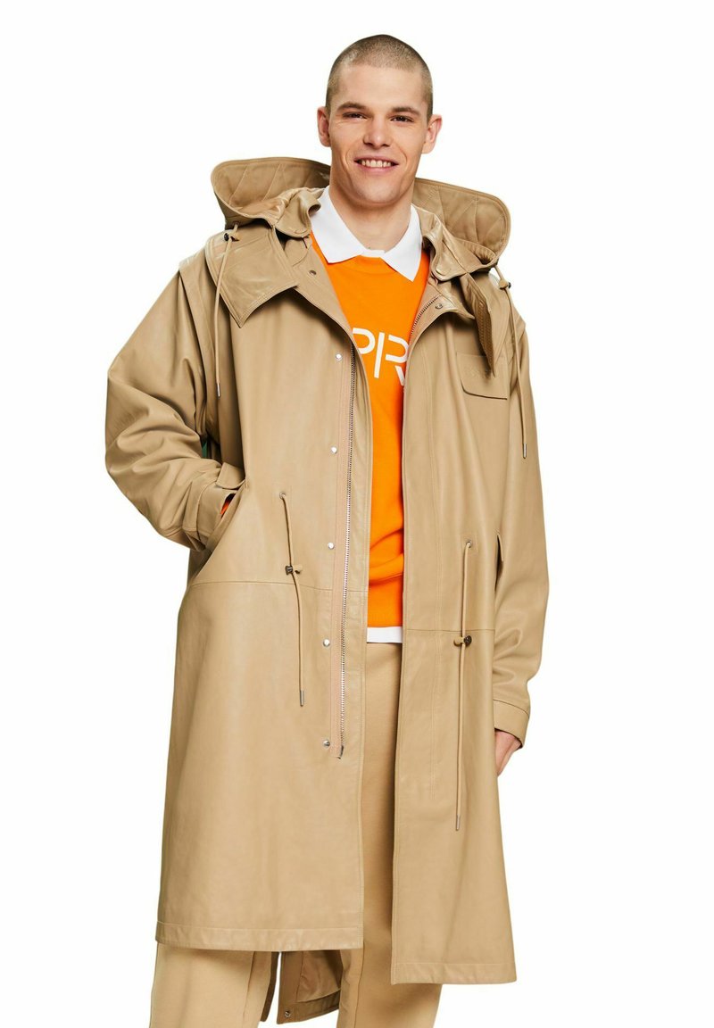 beige multifunction parka