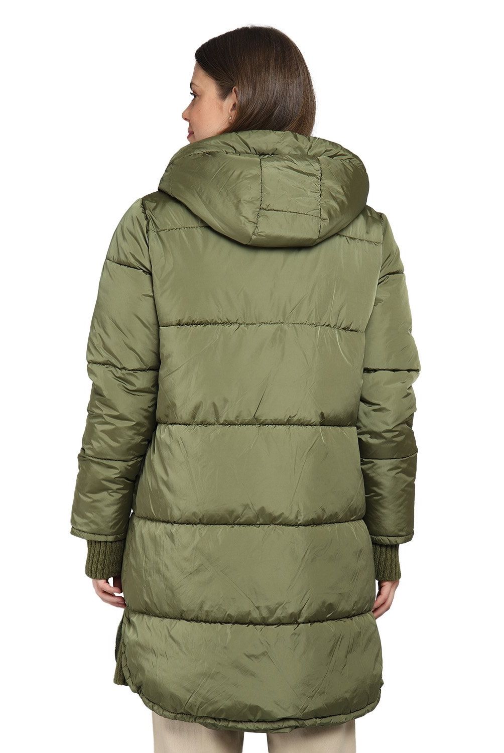 green padded parka back view