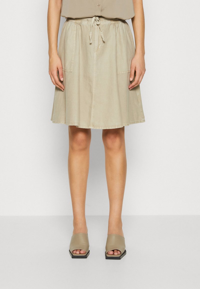 dusty green A-line skirt