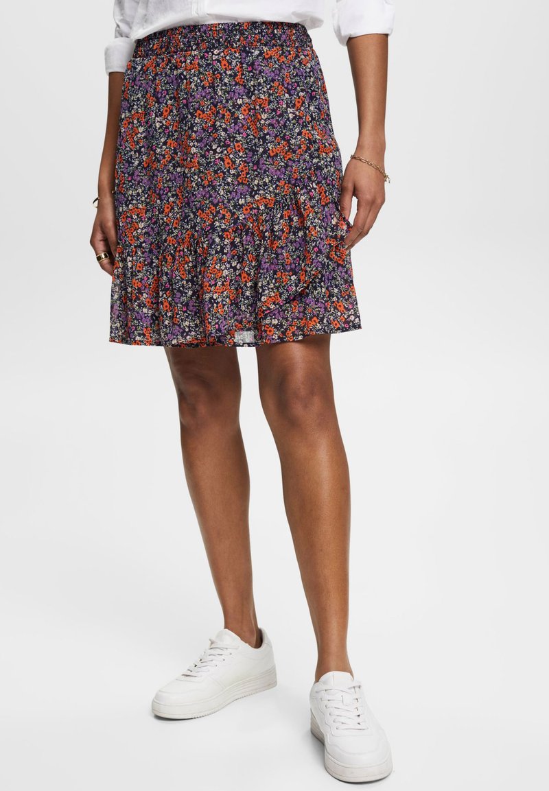 navy A-line skirt