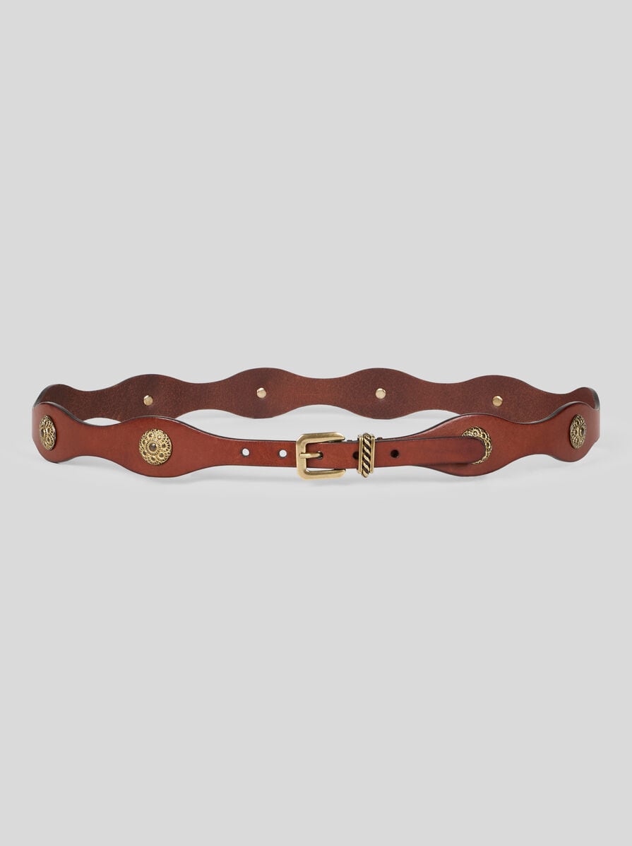 Leather Belt with Jewel Studs
