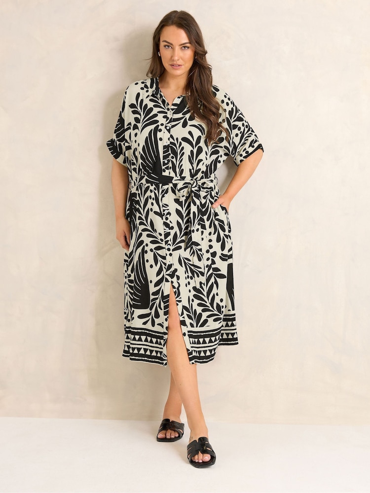 Border Print Shirt Dress