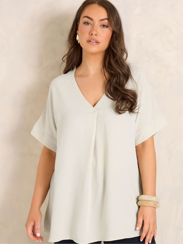 Short Sleeve Notch Neck Top