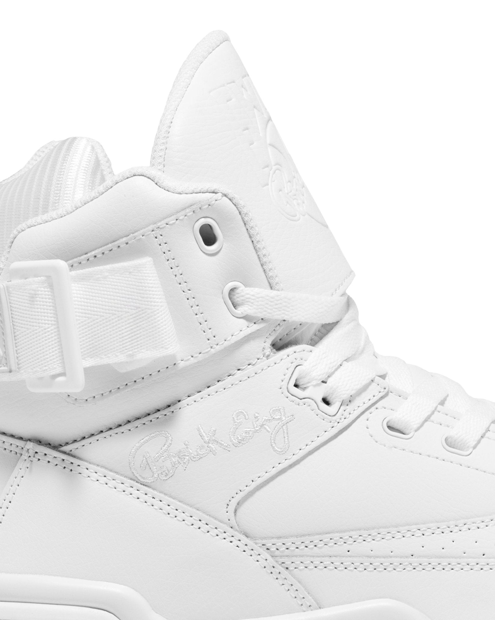 Top view showing tongue, lacing and high-cut collar