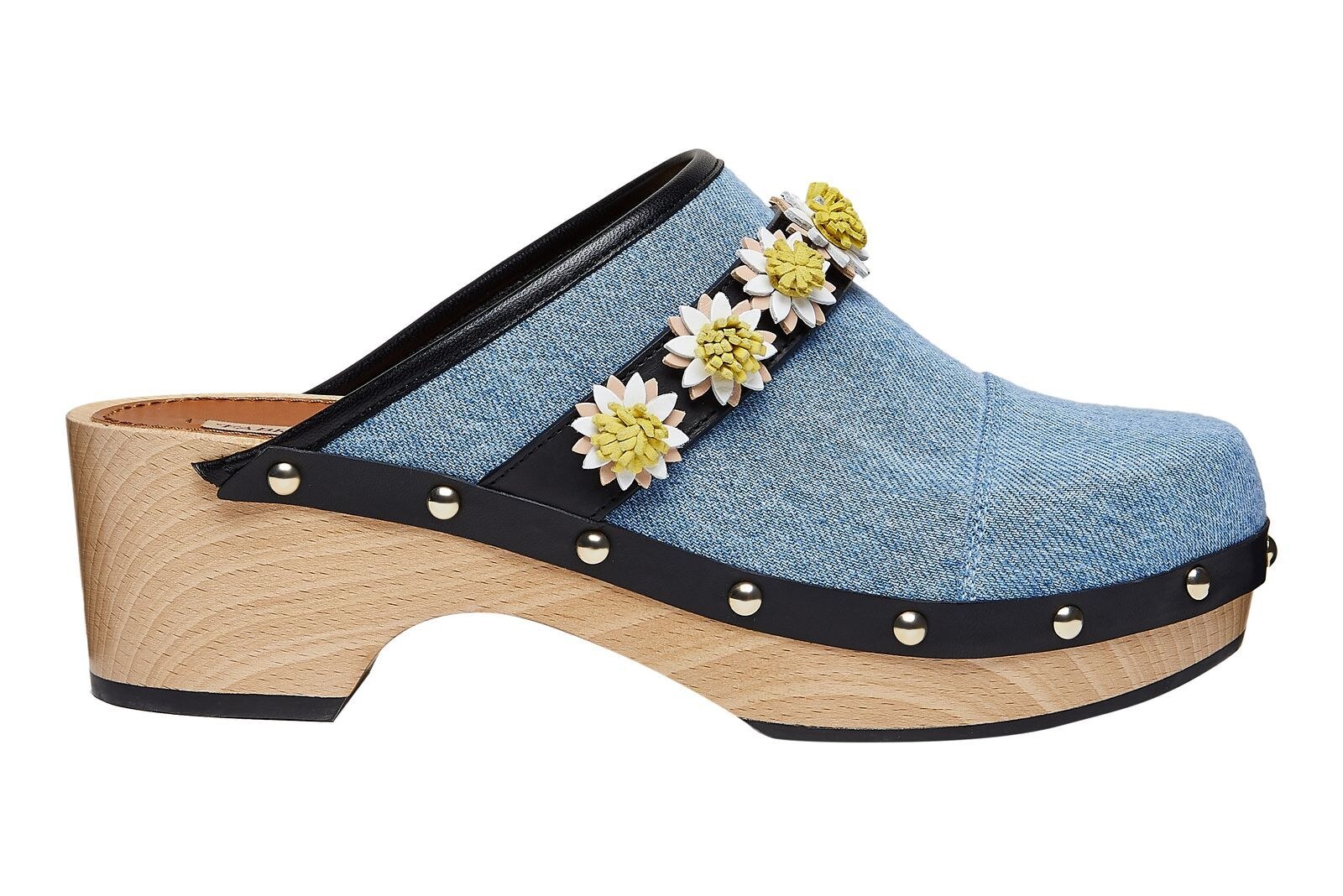 blue textile variation with the daisy vamp strap