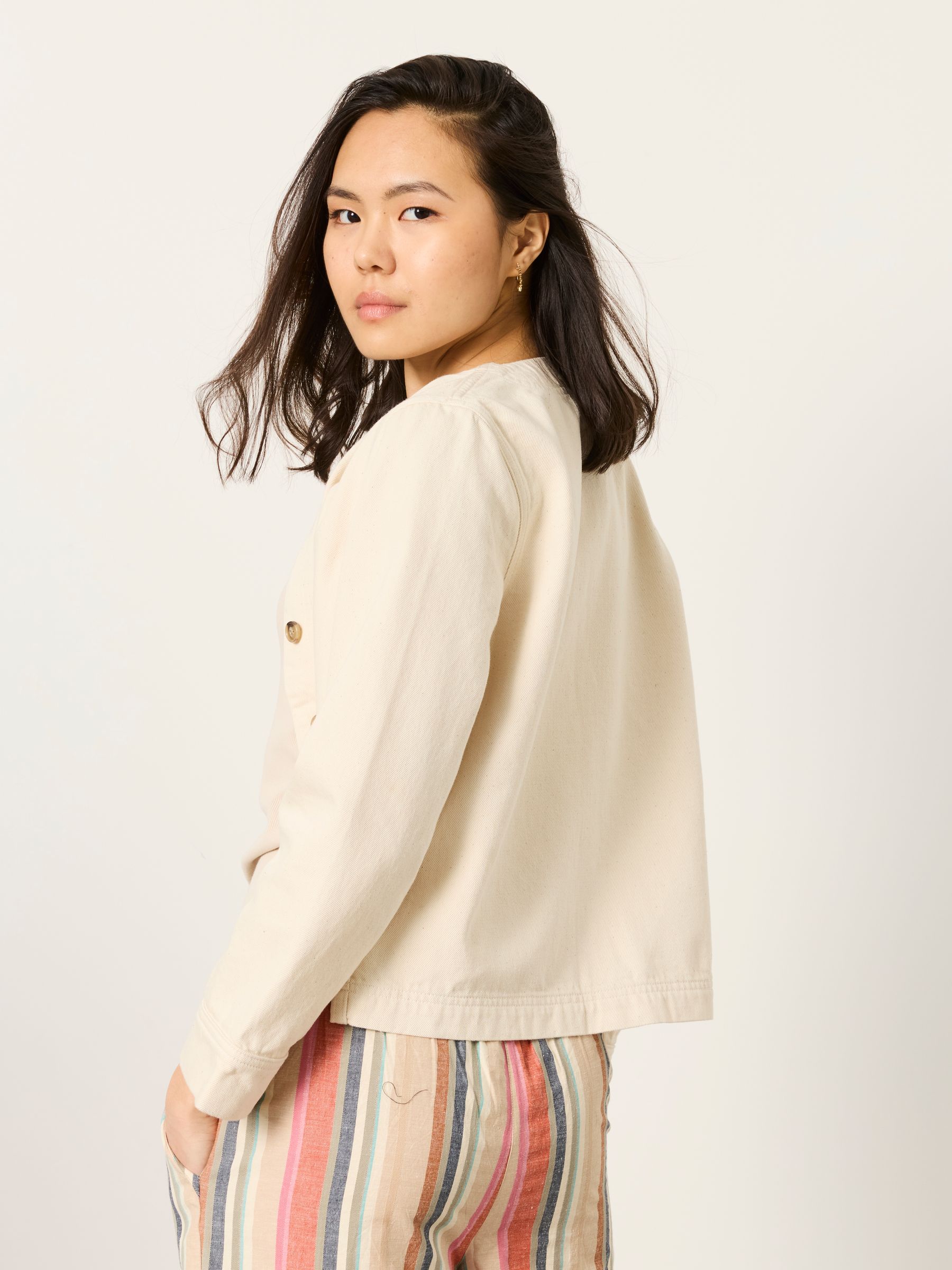 Dulcie Ecru Denim Jacket — location worn