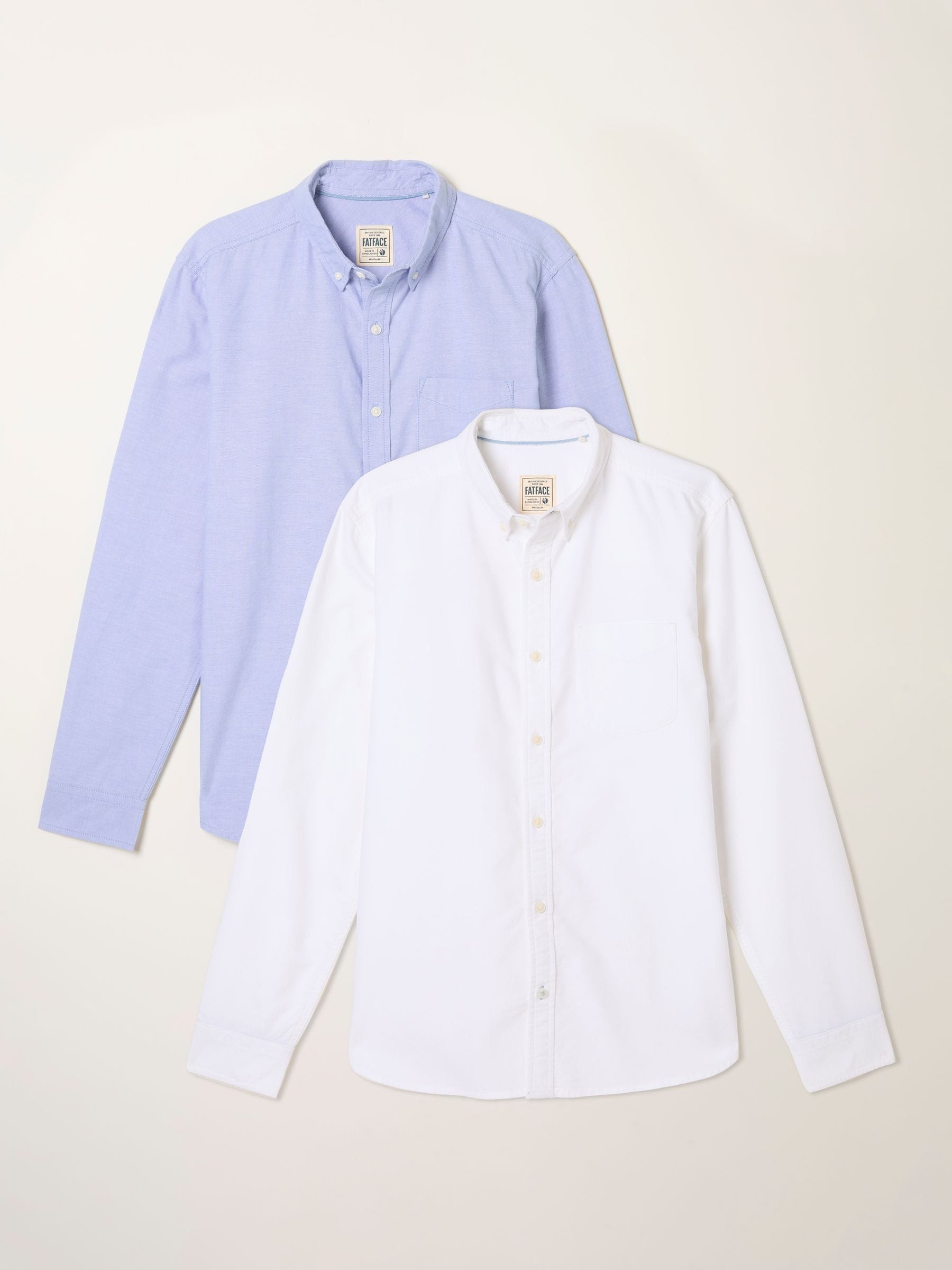 White and Blue Long Sleeve 2 Pack Oxford Shirts