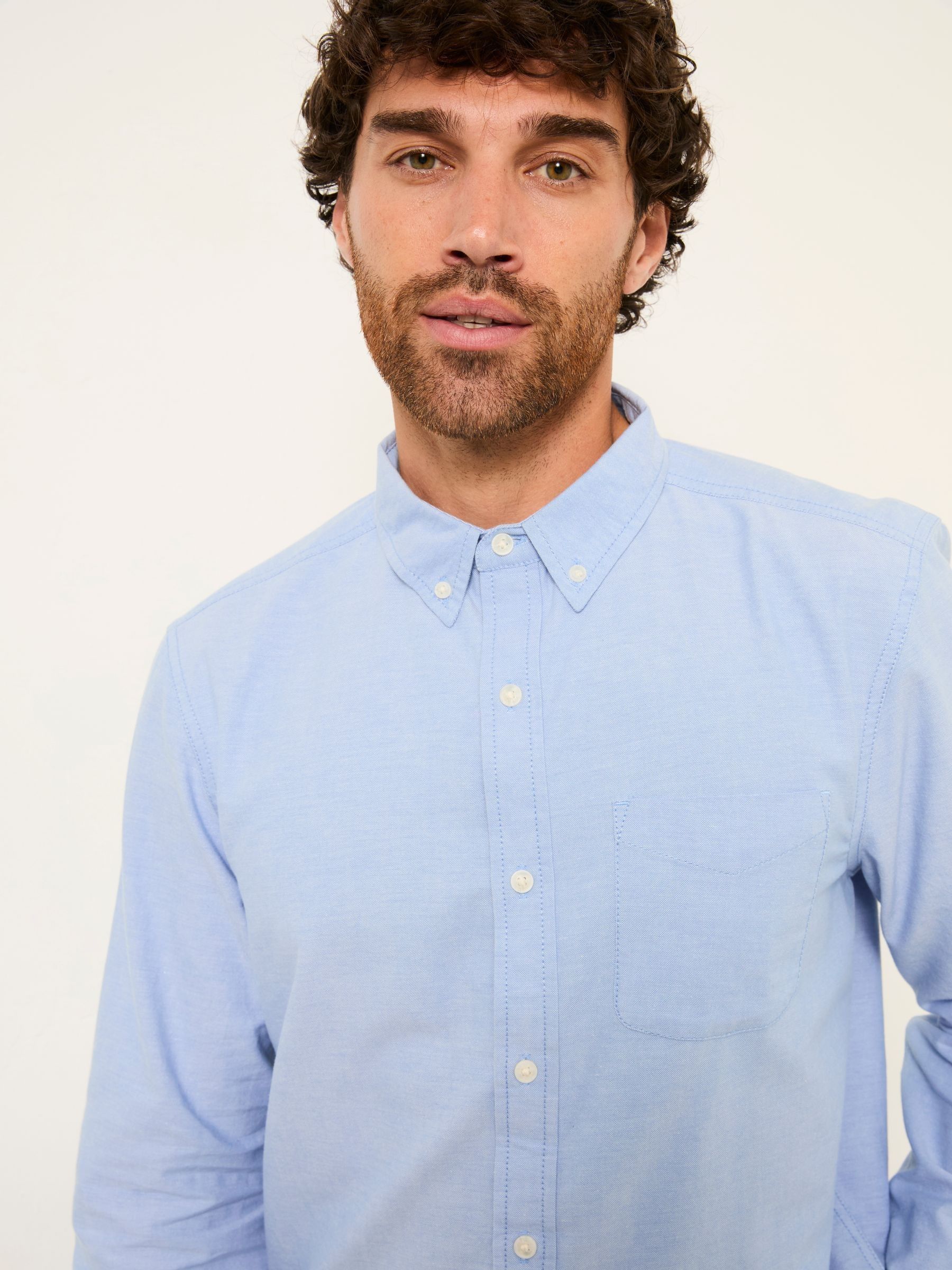 White and Blue Long Sleeve 2 Pack Oxford Shirts — location worn